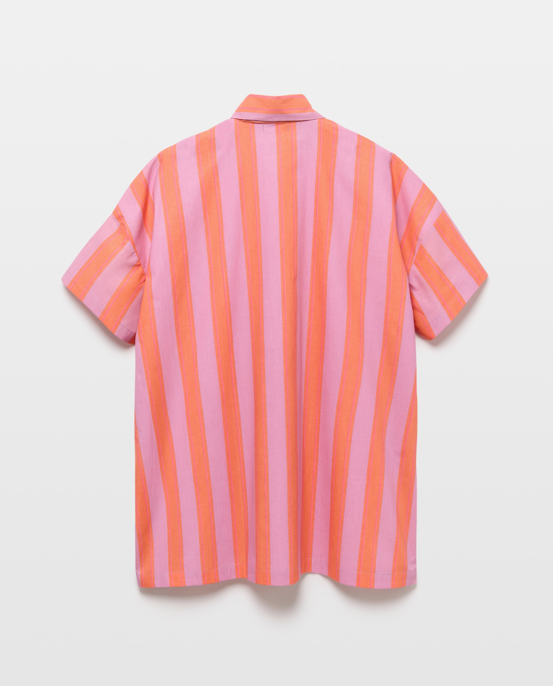 Kaftan às Riscas com Estampado e Bolso em Contraste 630 Coral-2