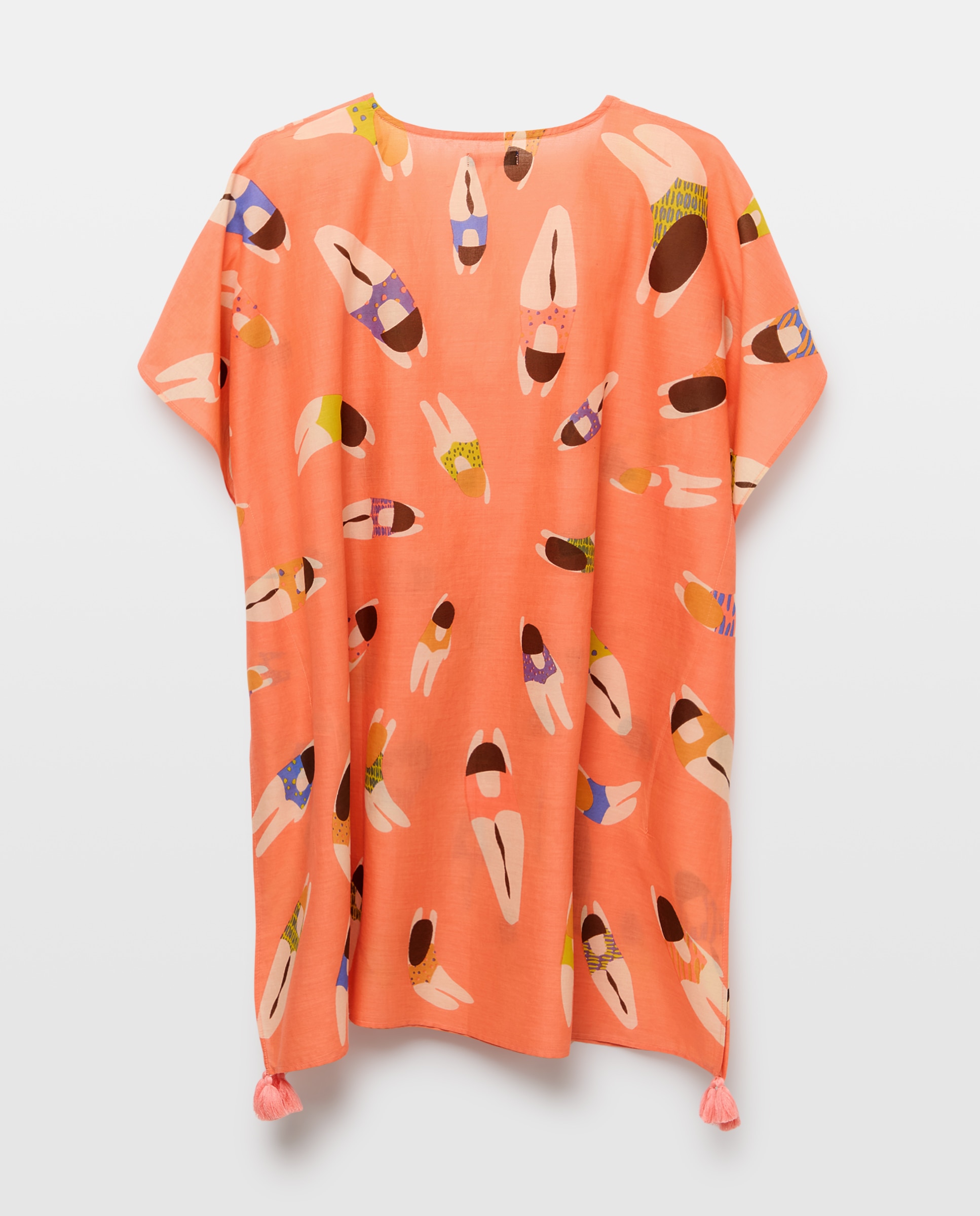 Kaftan com Estampado de Nadadoras 630 Coral-2