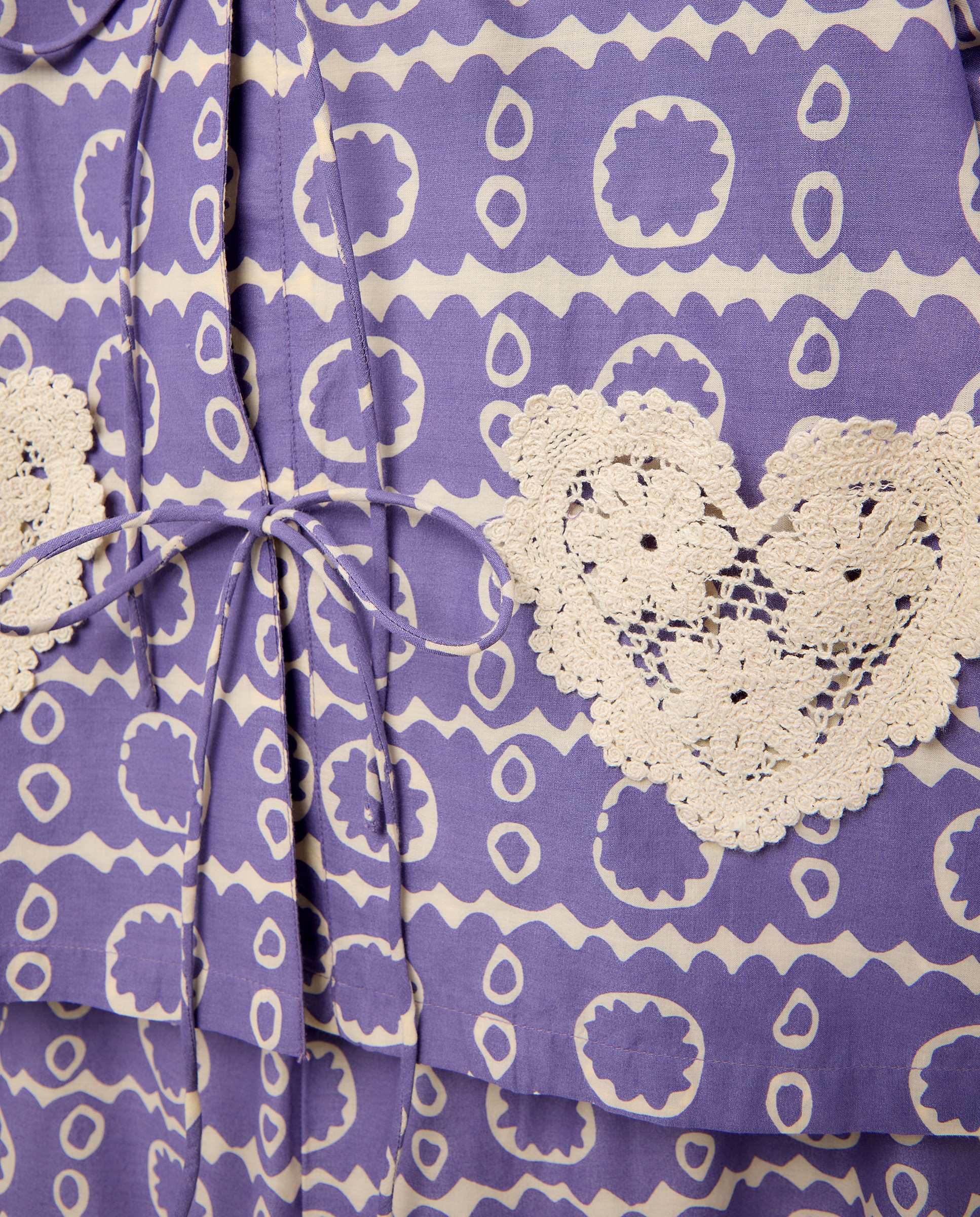 Conjunto de Manga Curta com Estampado de Bolsos de Crochet 284 Lilás-3