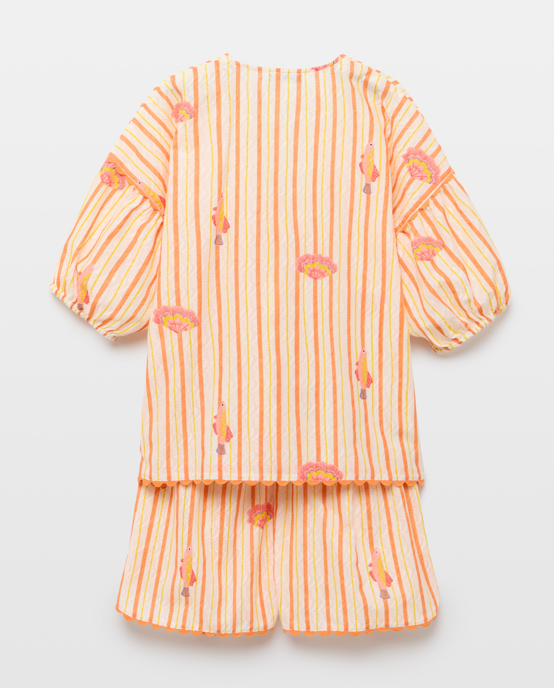 Conjunto de Duas Peças com Estampado de Peixes 630 Coral-2