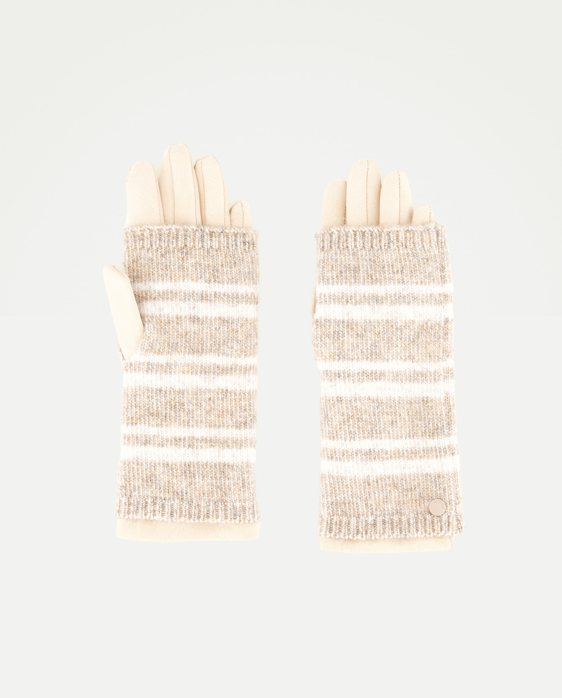 Mitones con estampado de rayas - Jo & Mr. Joe - Beige Beige-1