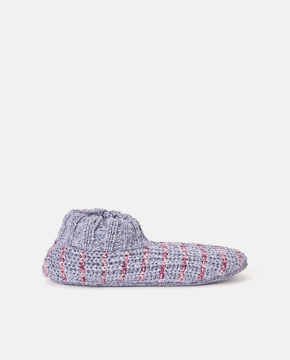 Pantufas em Tecido de Chenille - Multicolor Roxo-1