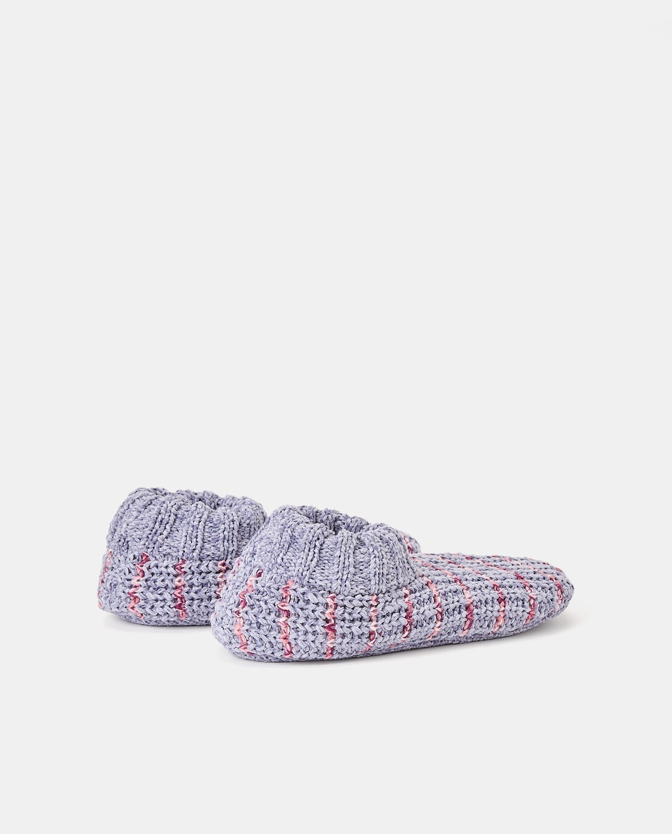 Pantufas em Tecido de Chenille - Multicolor Roxo-3