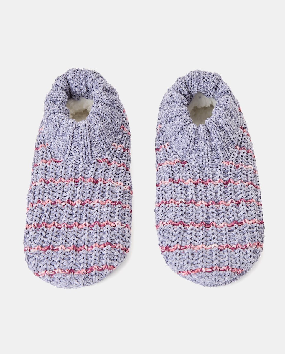 Pantufas em Tecido de Chenille - Multicolor Roxo-4