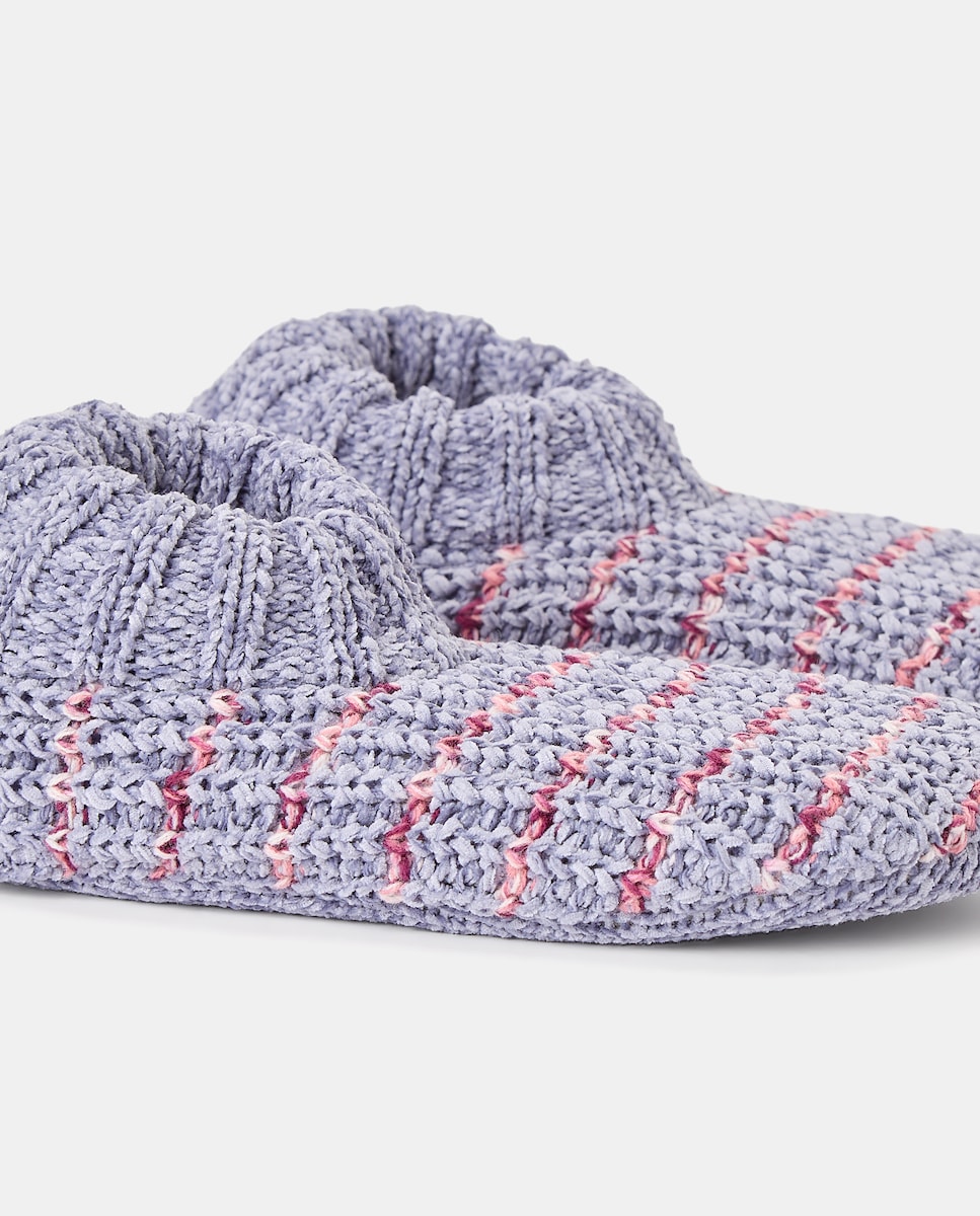 Pantufas em Tecido de Chenille - Multicolor Roxo-5