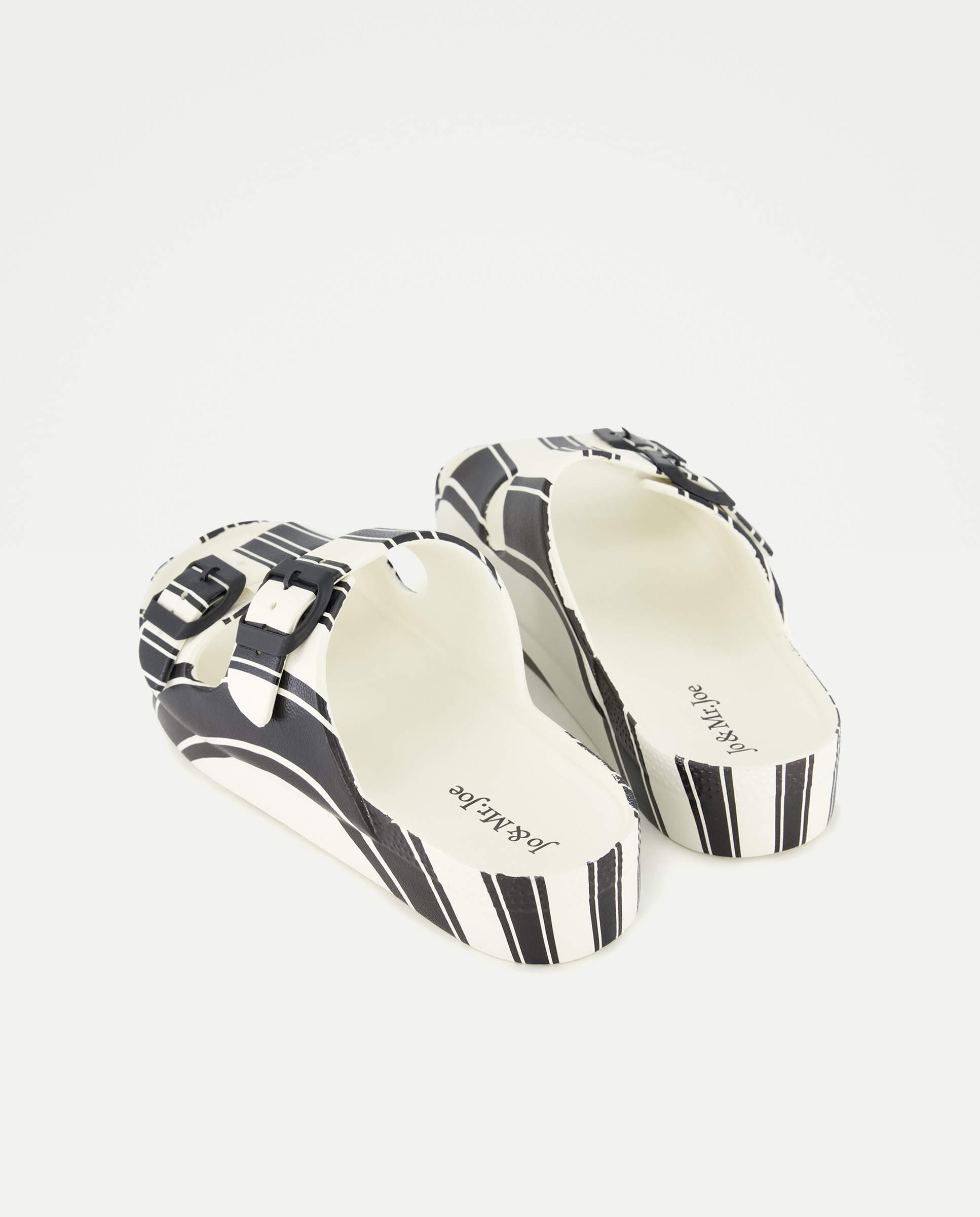 Sandálias de Praia com Detalhe de Fivelas e Estampado às Riscas 120 Cru-3