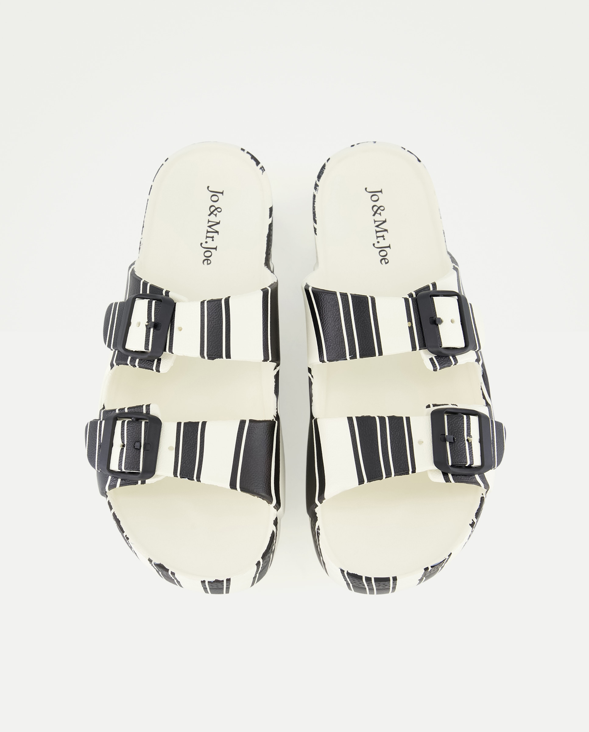 Sandálias de Praia com Detalhe de Fivelas e Estampado às Riscas 120 Cru-4