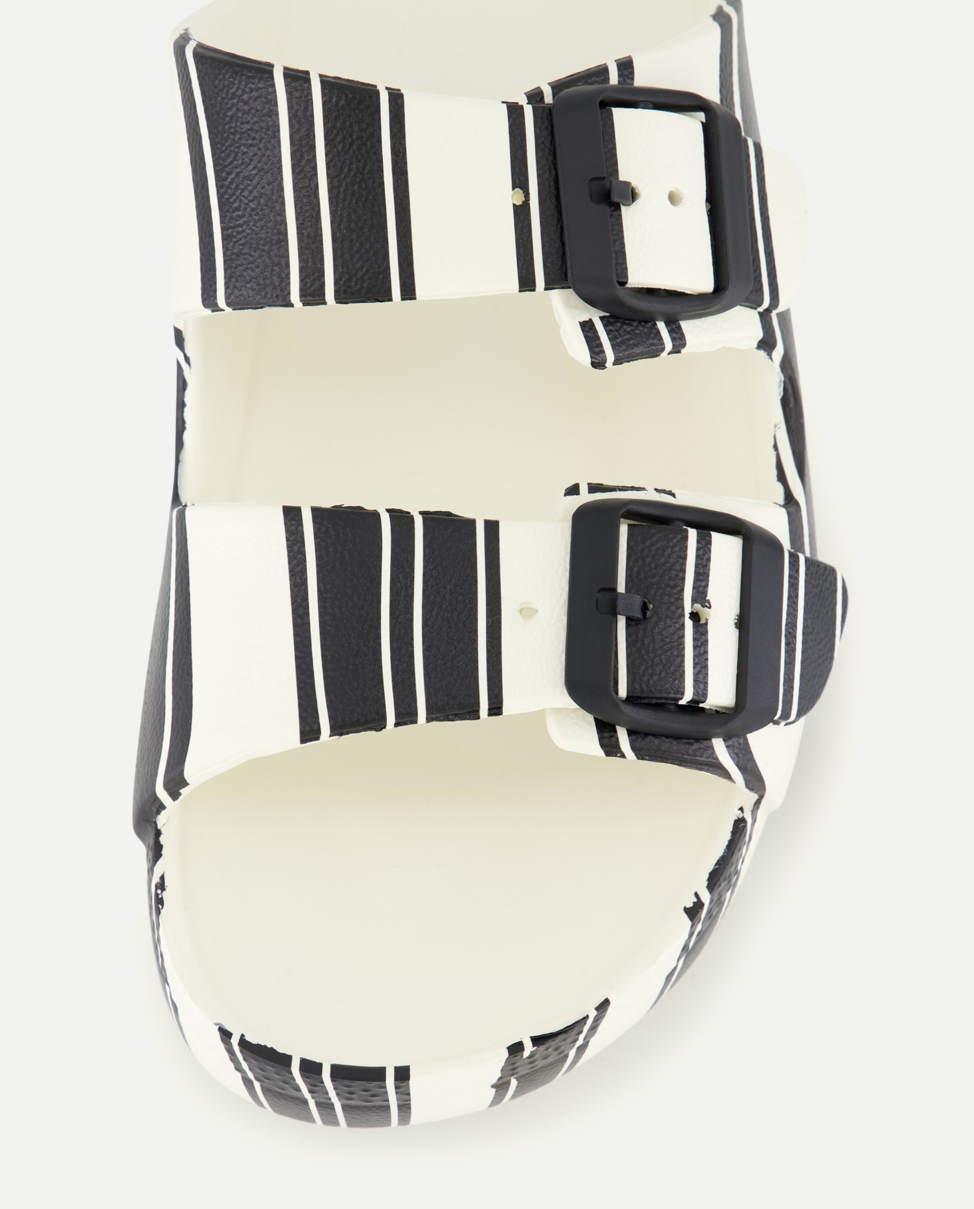 Sandálias de Praia com Detalhe de Fivelas e Estampado às Riscas 120 Cru-5