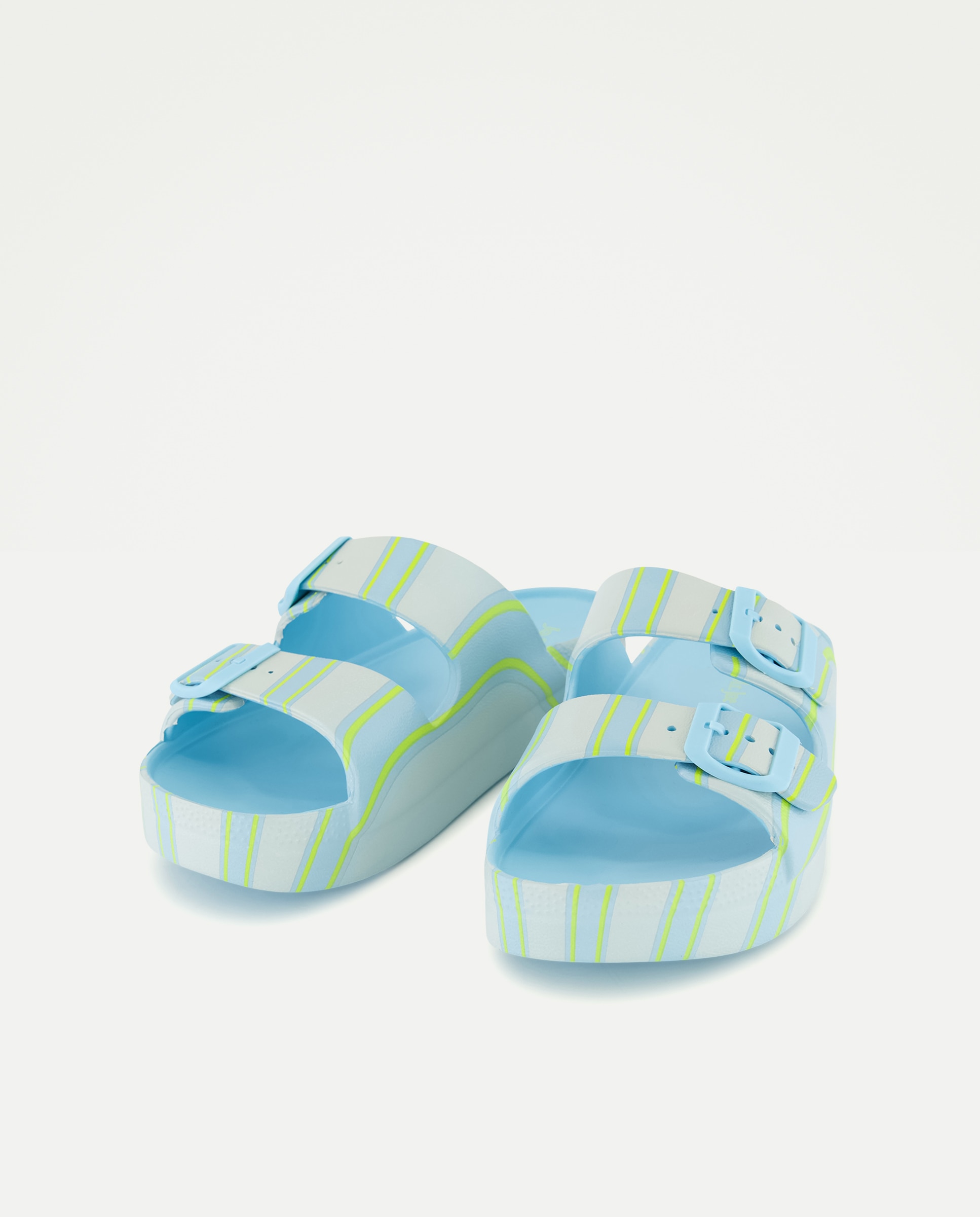 Sandálias de Praia com Detalhe de Fivelas e Estampado às Riscas 400 Azul-2