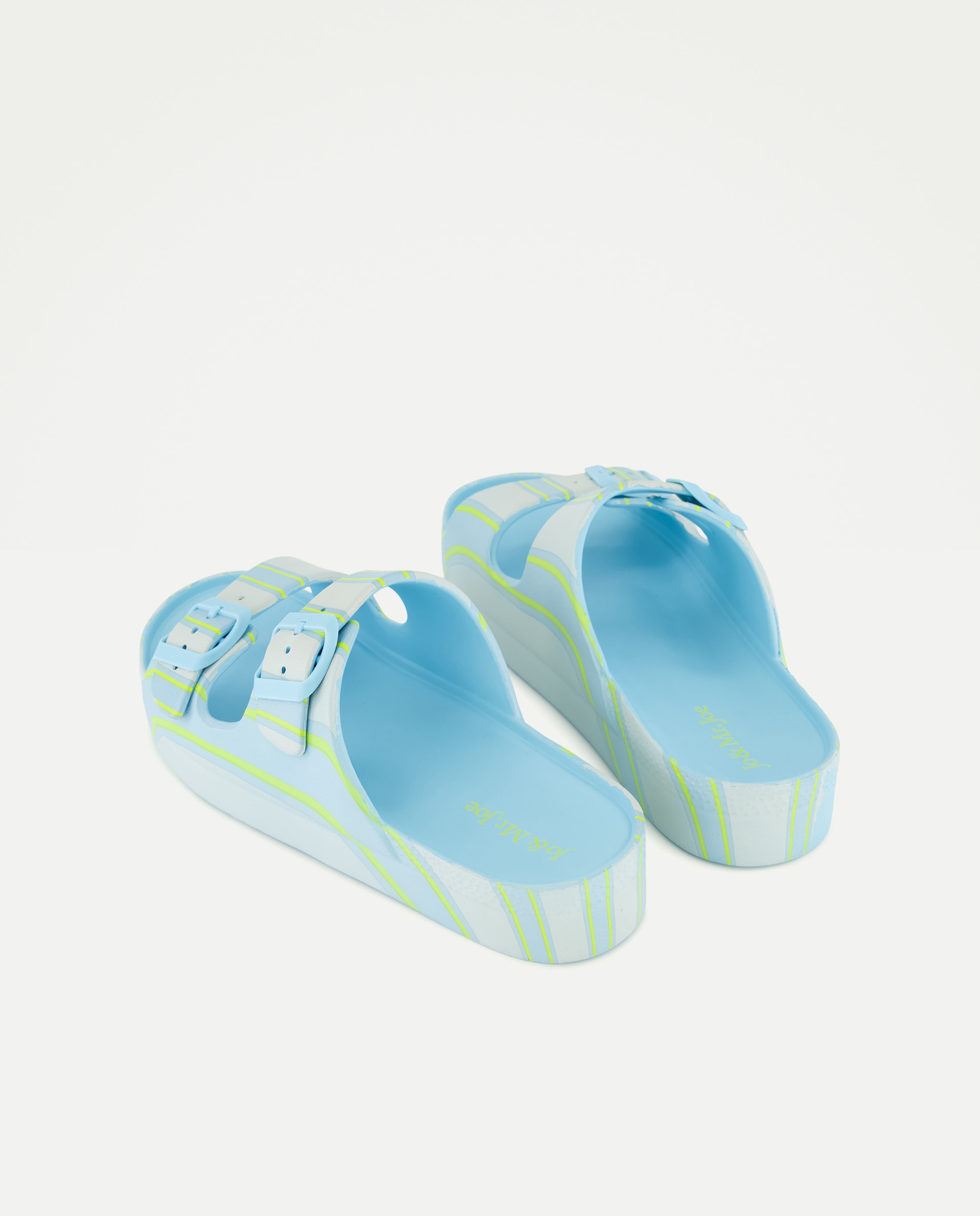 Sandálias de Praia com Detalhe de Fivelas e Estampado às Riscas 400 Azul-3