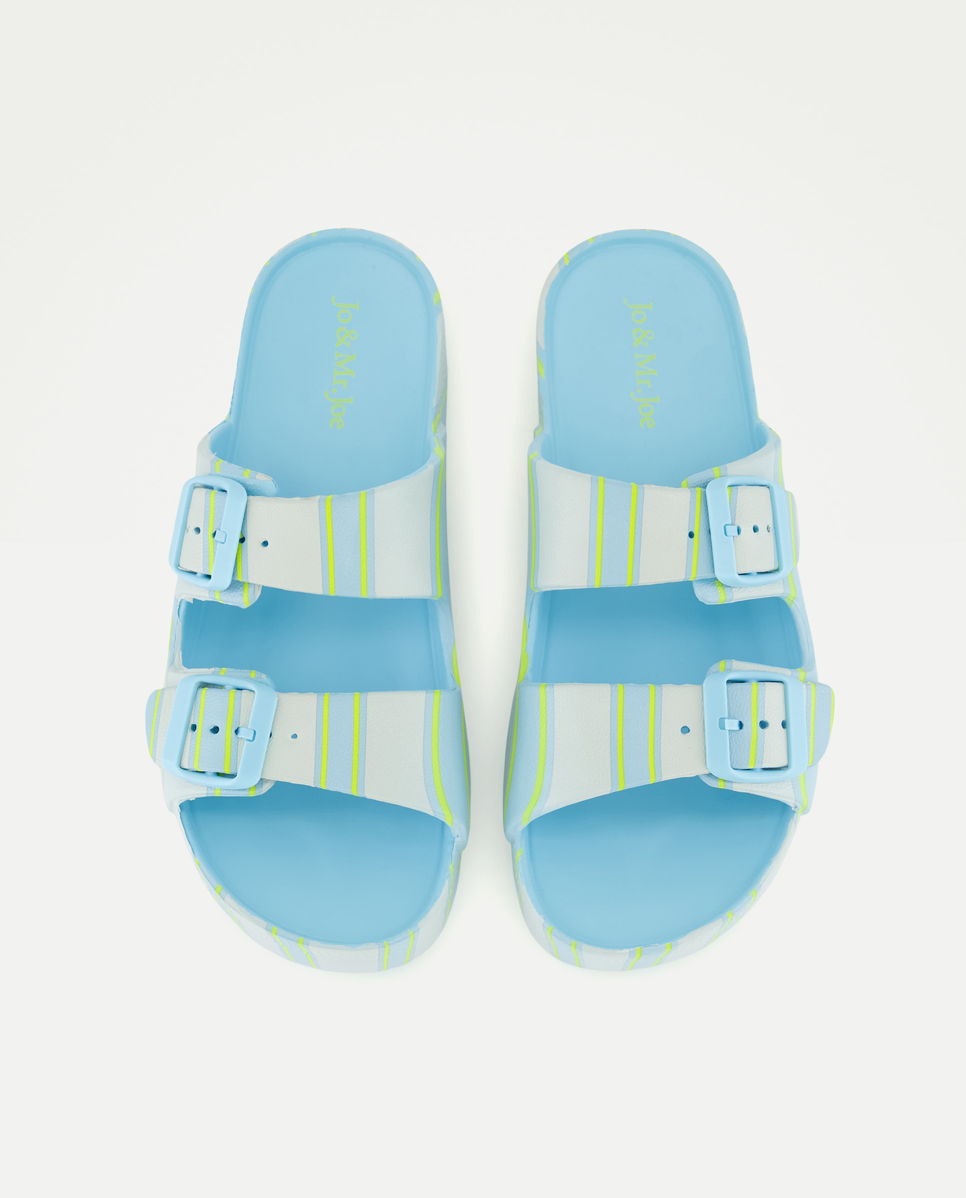 Sandálias de Praia com Detalhe de Fivelas e Estampado às Riscas 400 Azul-4