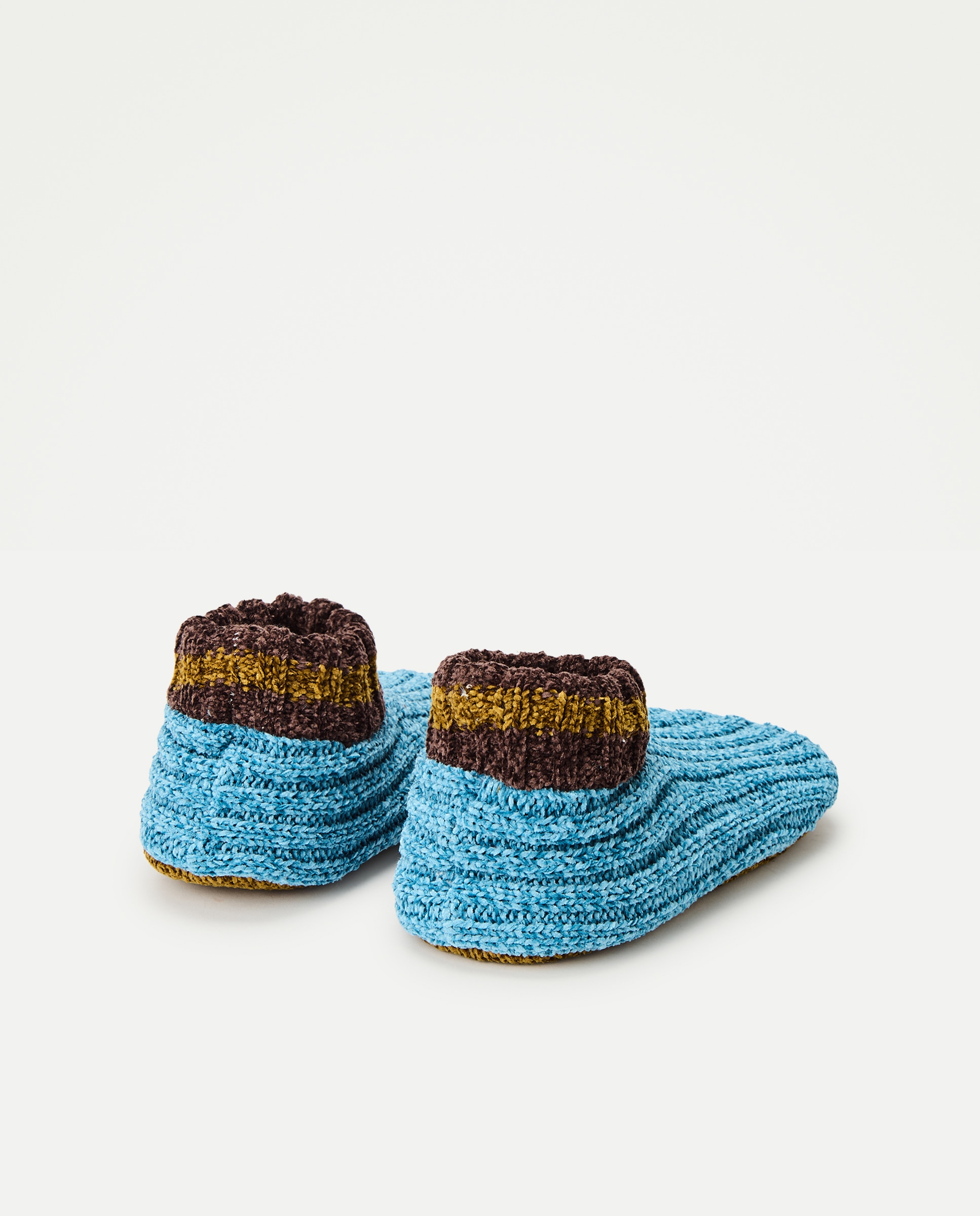 Pantufas em Tecido Chenille Bicolor 400 Azul-3