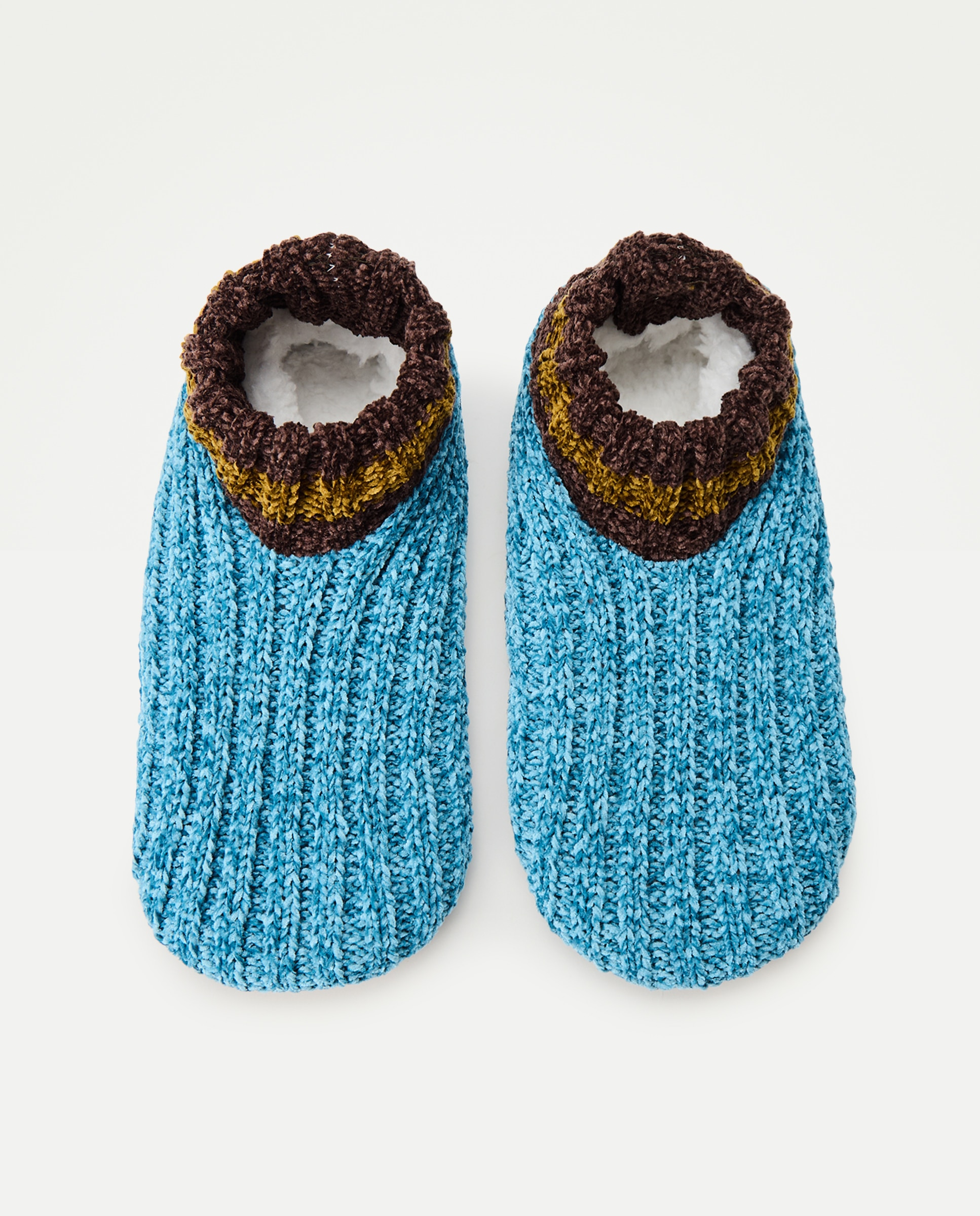 Pantufas em Tecido Chenille Bicolor 400 Azul-4