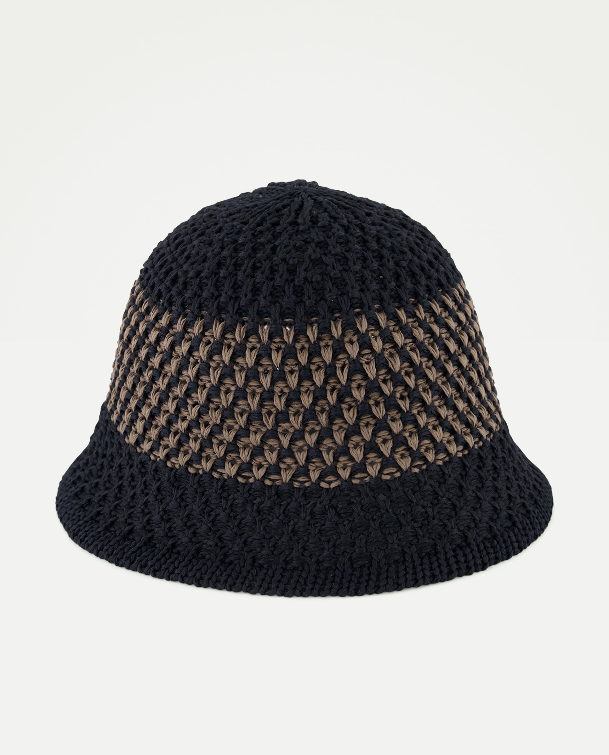 Gorro de Malha com Rebordo Decorativo em Contraste Preto-1