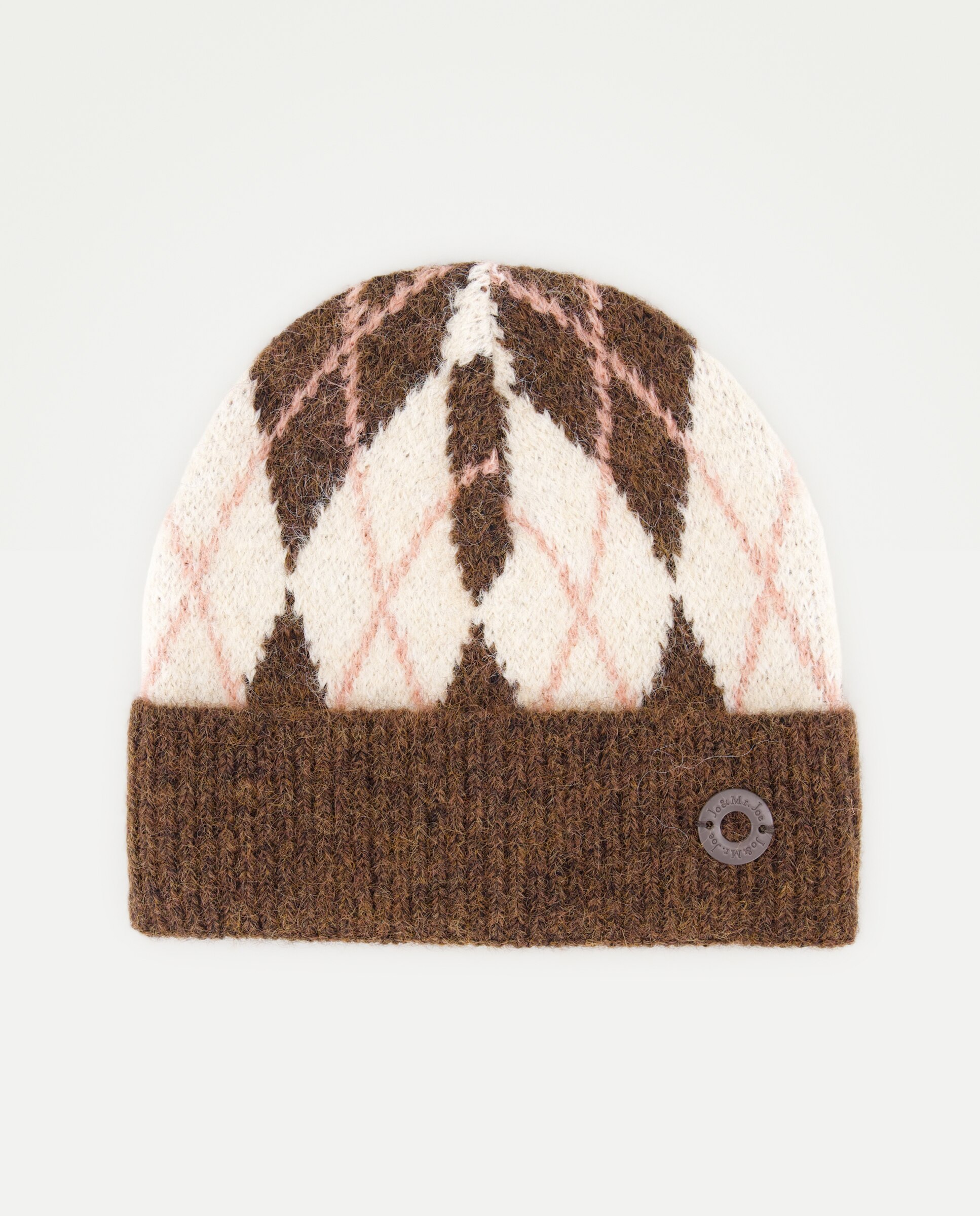 Gorro con intarsia de rombos - Jo & Mr. Joe - Marrón Marrón-1