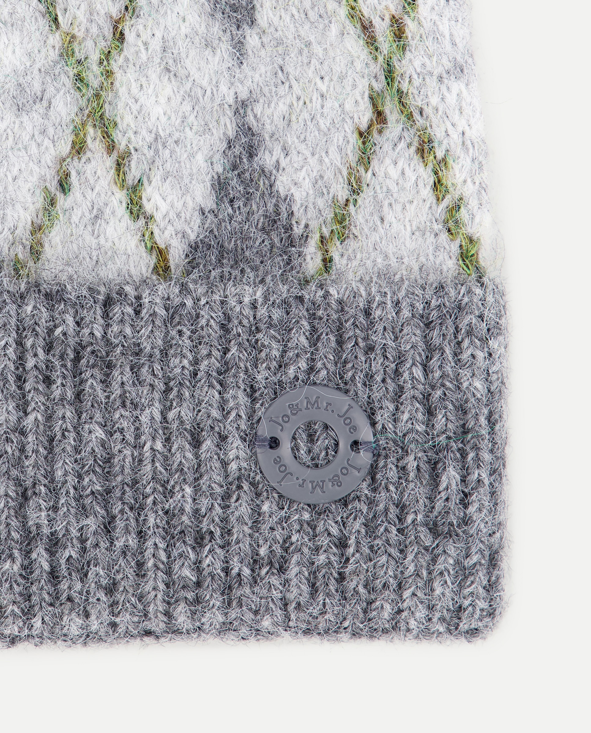 Gorro com Intársia de Losangos Cinzento-claro-2