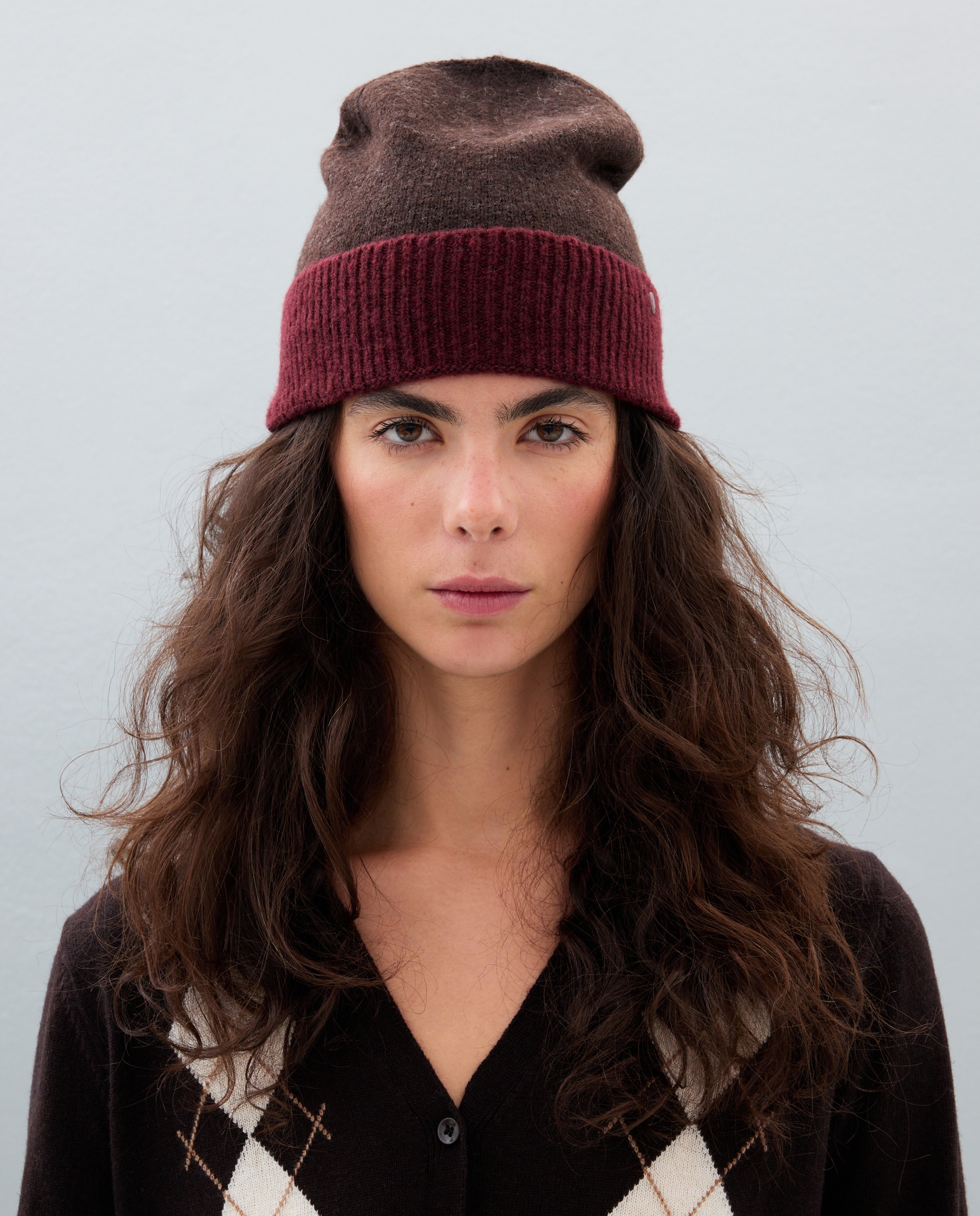 Gorro con punto bicolor - Jo & Mr. Joe - Marrón Marrón-3
