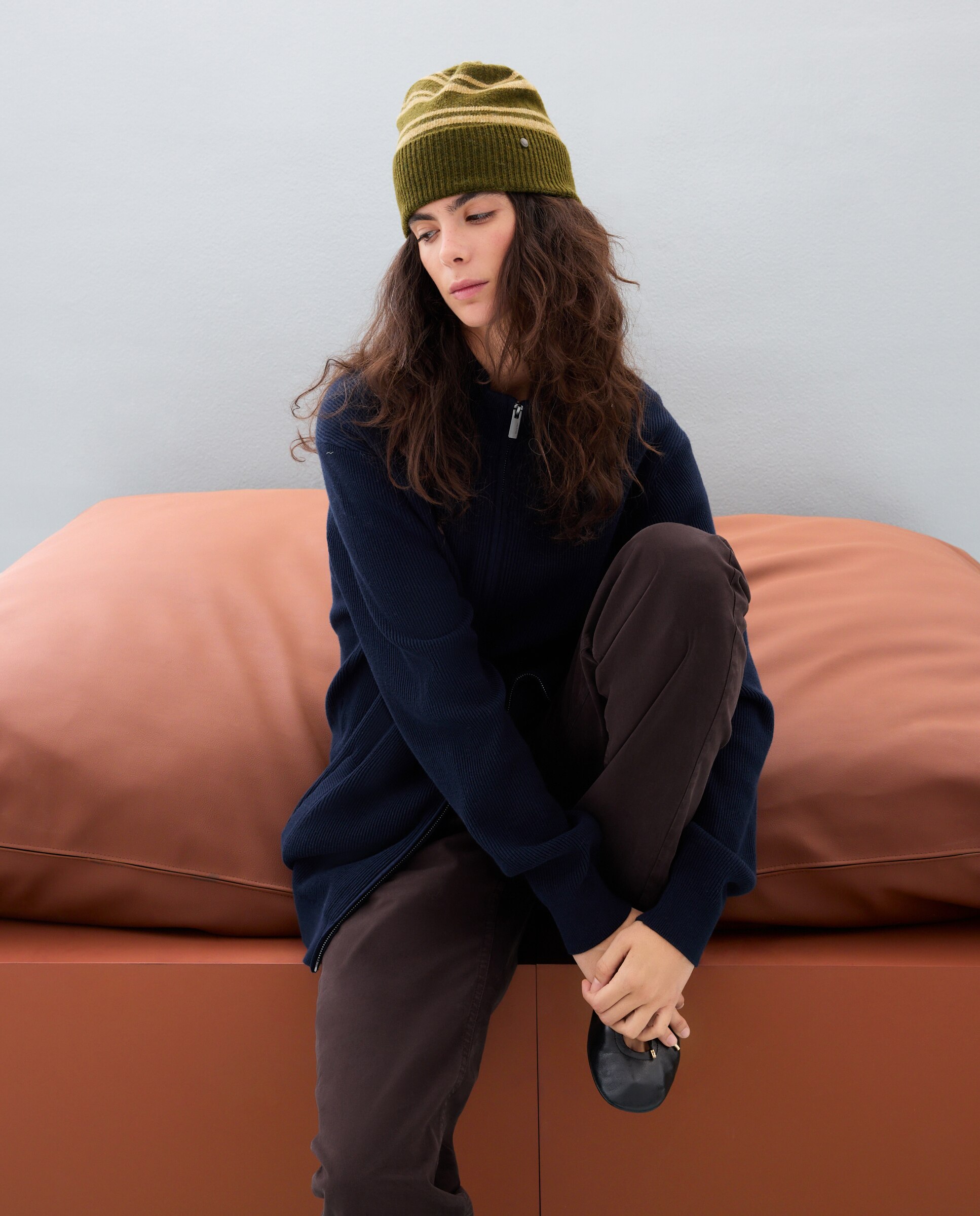 Gorro de punto con estapado de rayas - Jo & Mr. Joe - 520 Kaki 520 Kaki-3