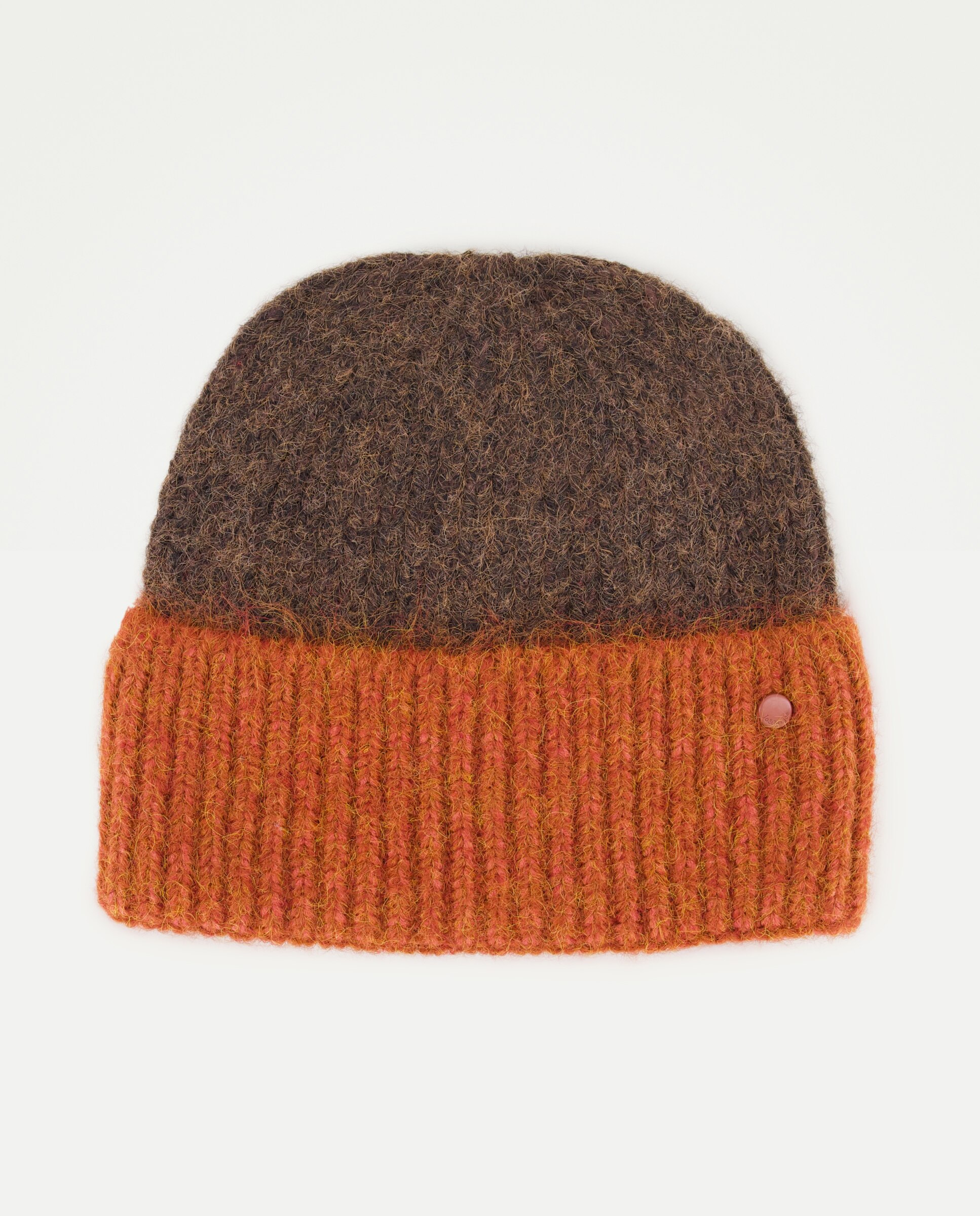 Gorro de Malha Bicolor Castanho-1