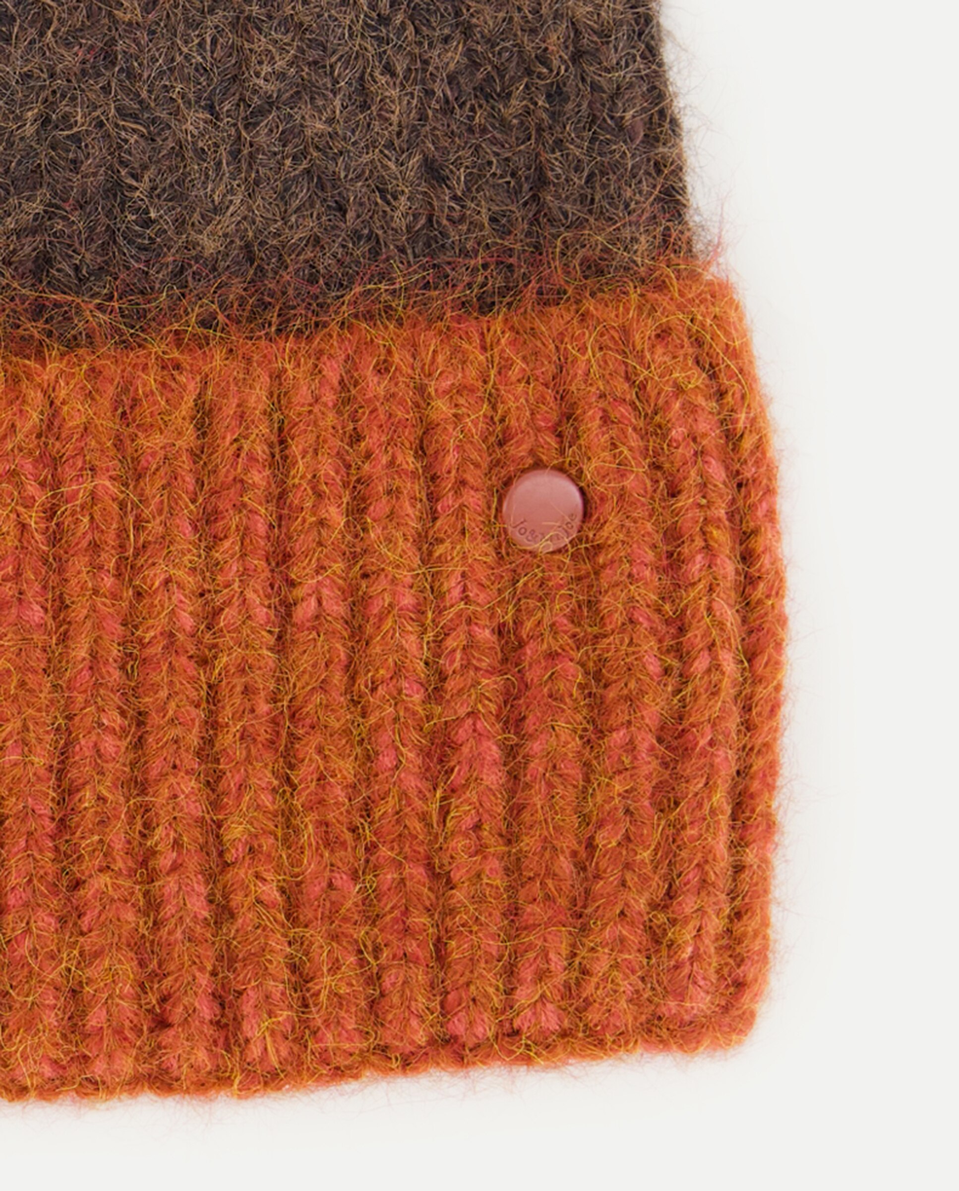 Gorro de Malha Bicolor Castanho-2