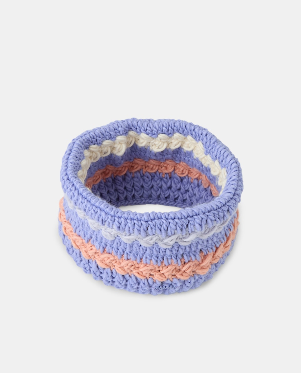 Conjunto de Gorro com Pompom e Gola Entrançada em Contraste Roxo-3