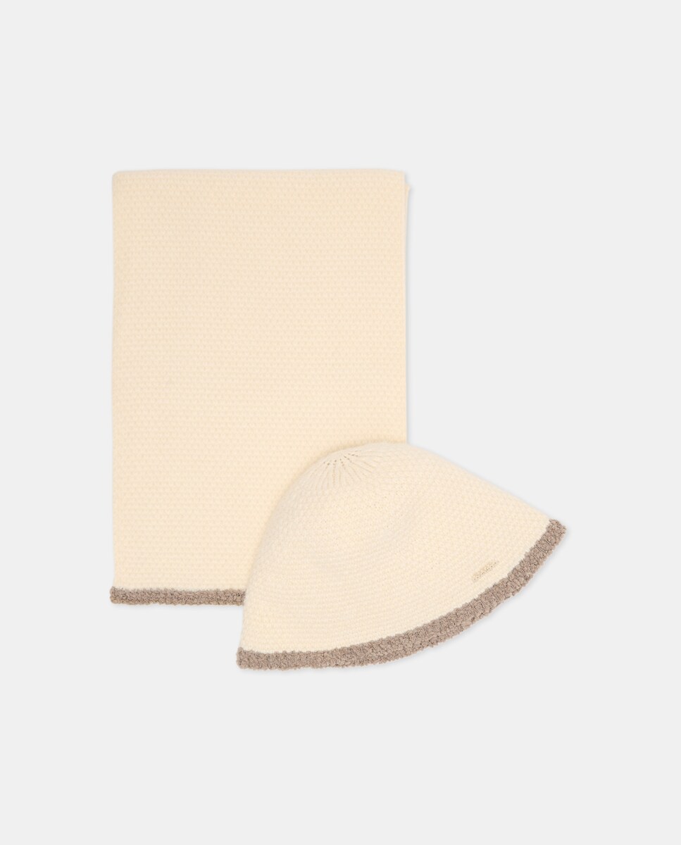 Conjunto de Gorro Liso com Cachecol 120 Cru-2