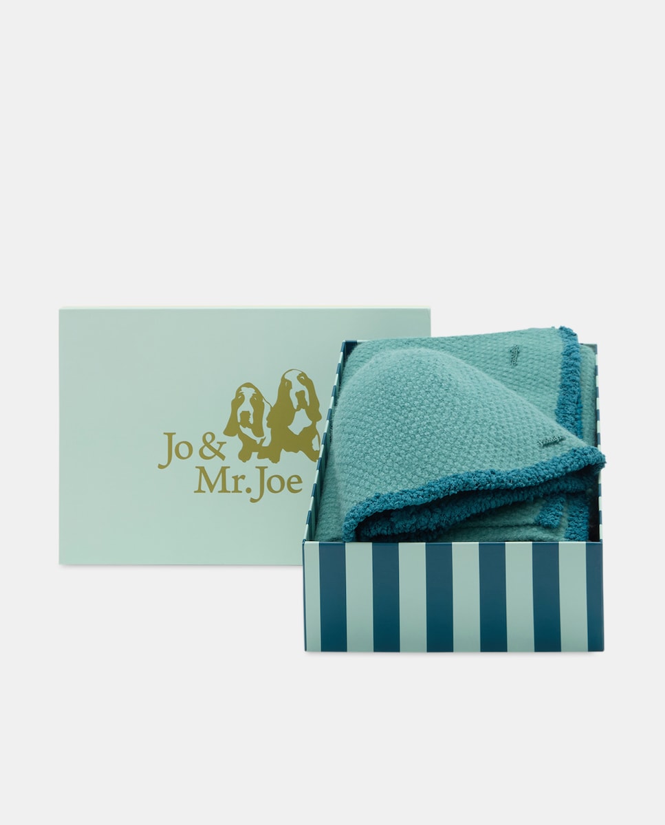 Conjunto de Gorro Liso com Cachecol Azul-escuro-1