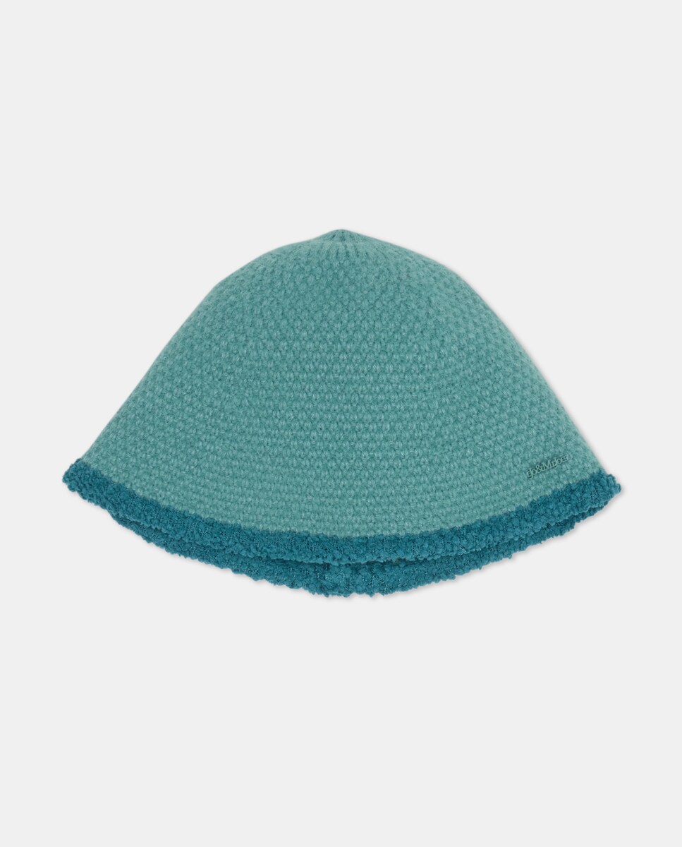 Conjunto de Gorro Liso com Cachecol Azul-escuro-4