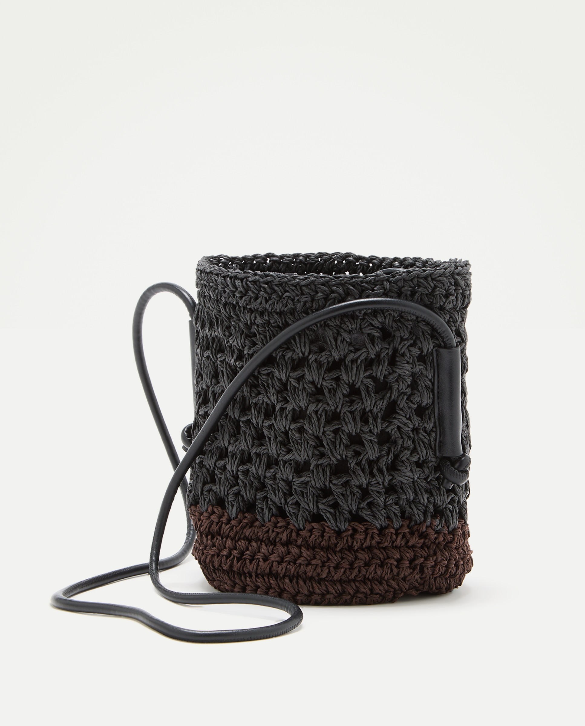 Mala a Tiracolo com Macramé Bicolor Preto-2