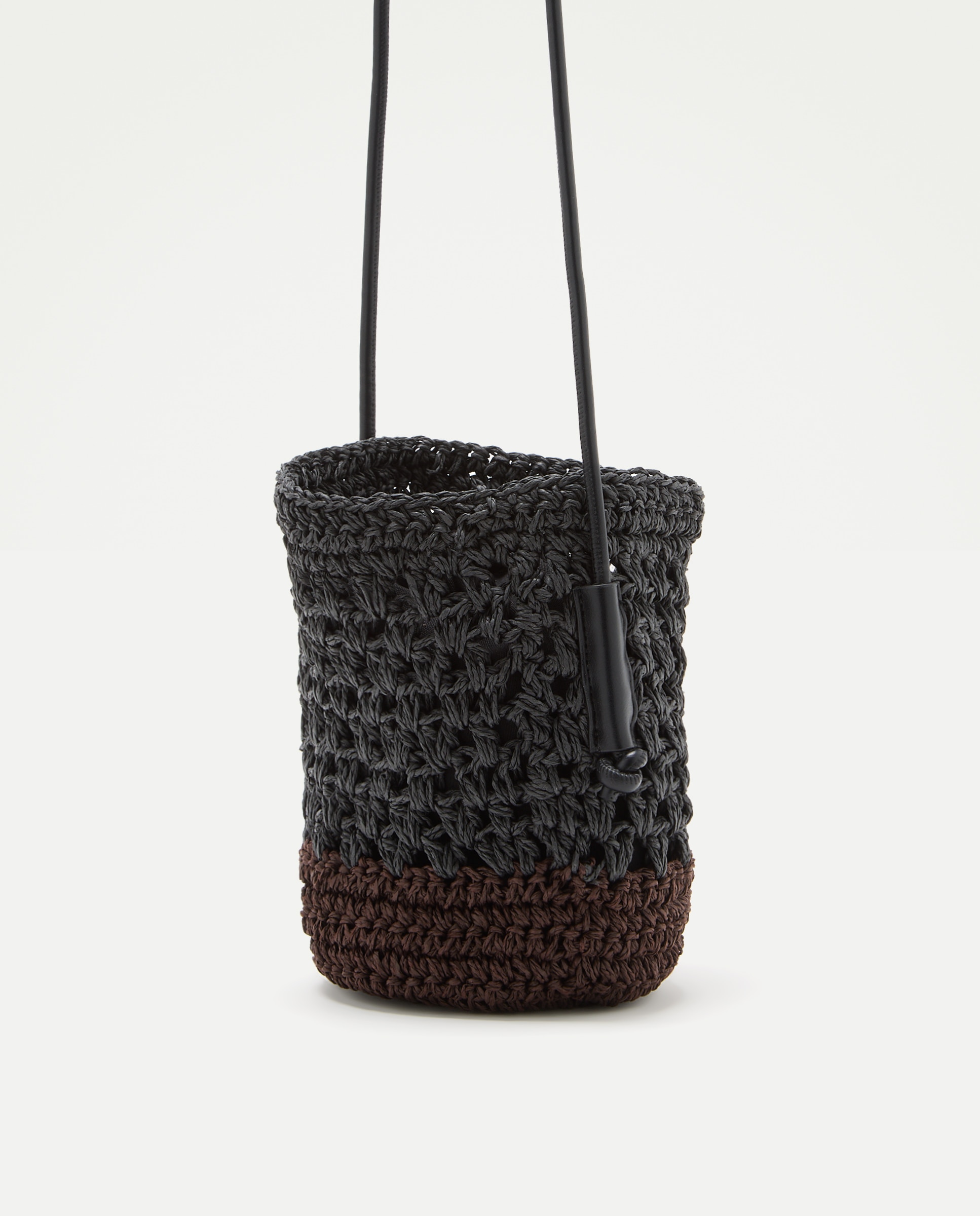 Mala a Tiracolo com Macramé Bicolor Preto-3