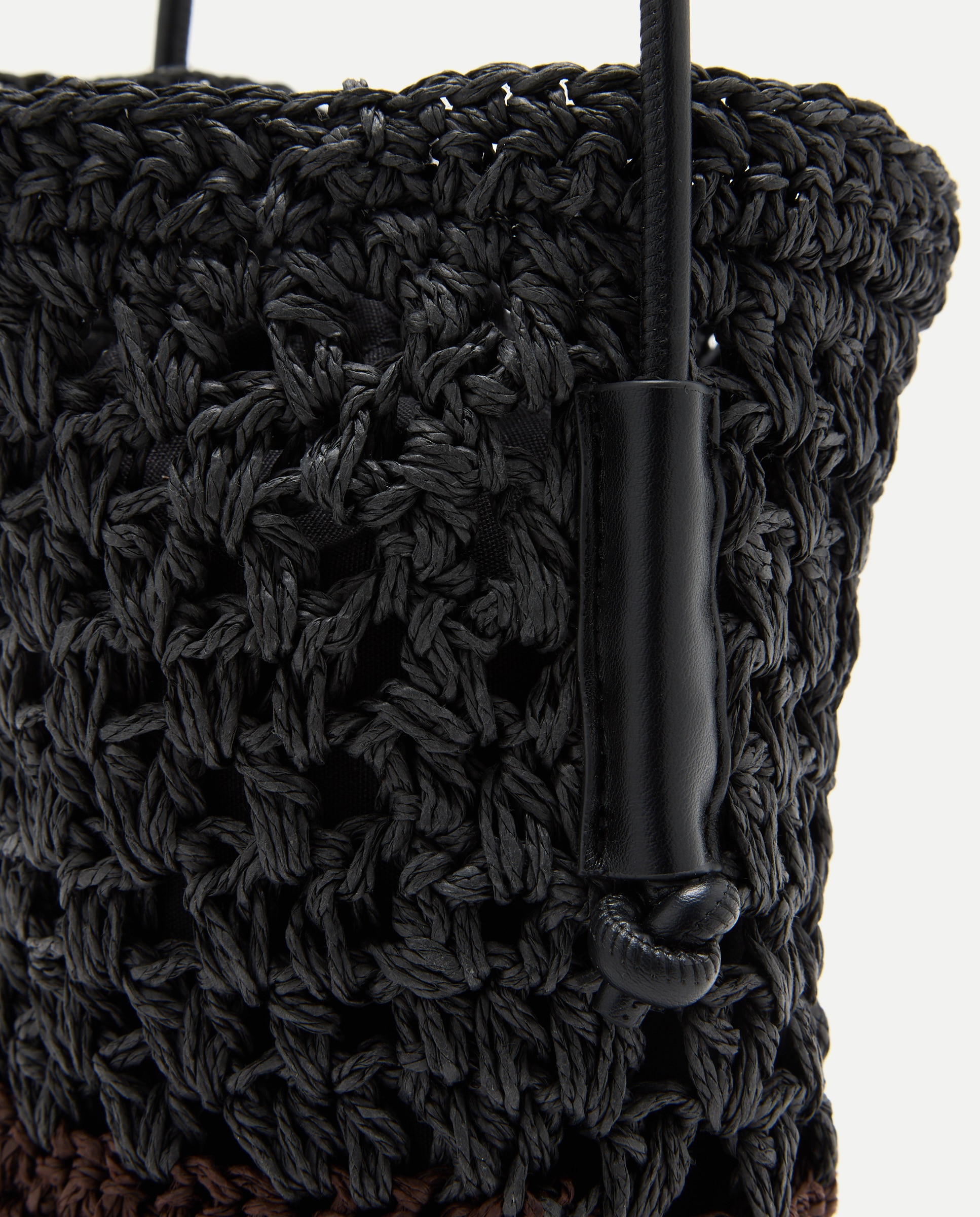 Mala a Tiracolo com Macramé Bicolor Preto-5