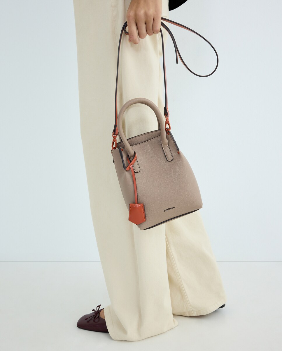 Mala de Mão Mini com Detalhes Coloridos 820 Cinzento Médio-4