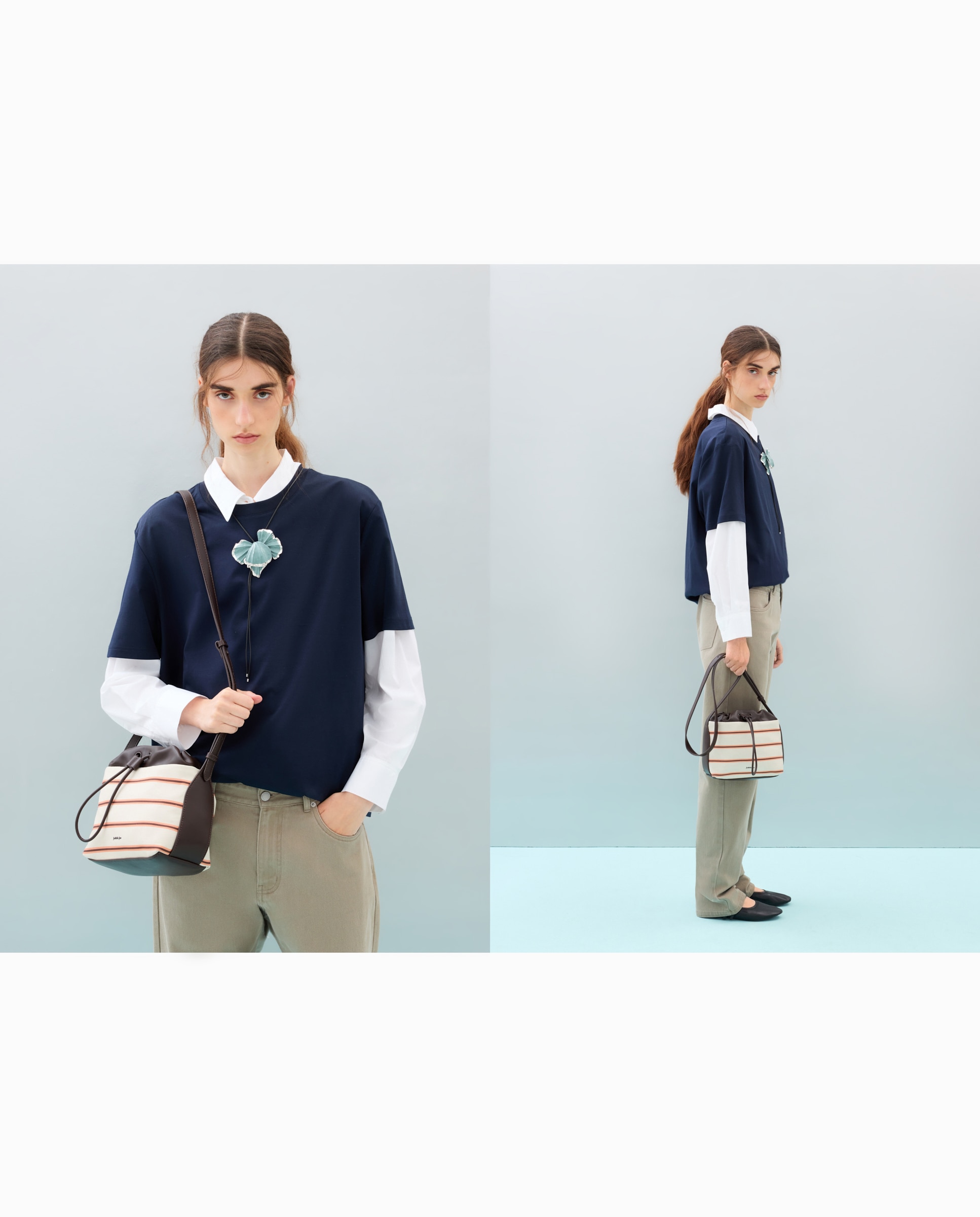 Imagen 5 de Bolso bandolera con estampado de rayas - Jo & Mr. Joe - Blanco roto Blanco roto