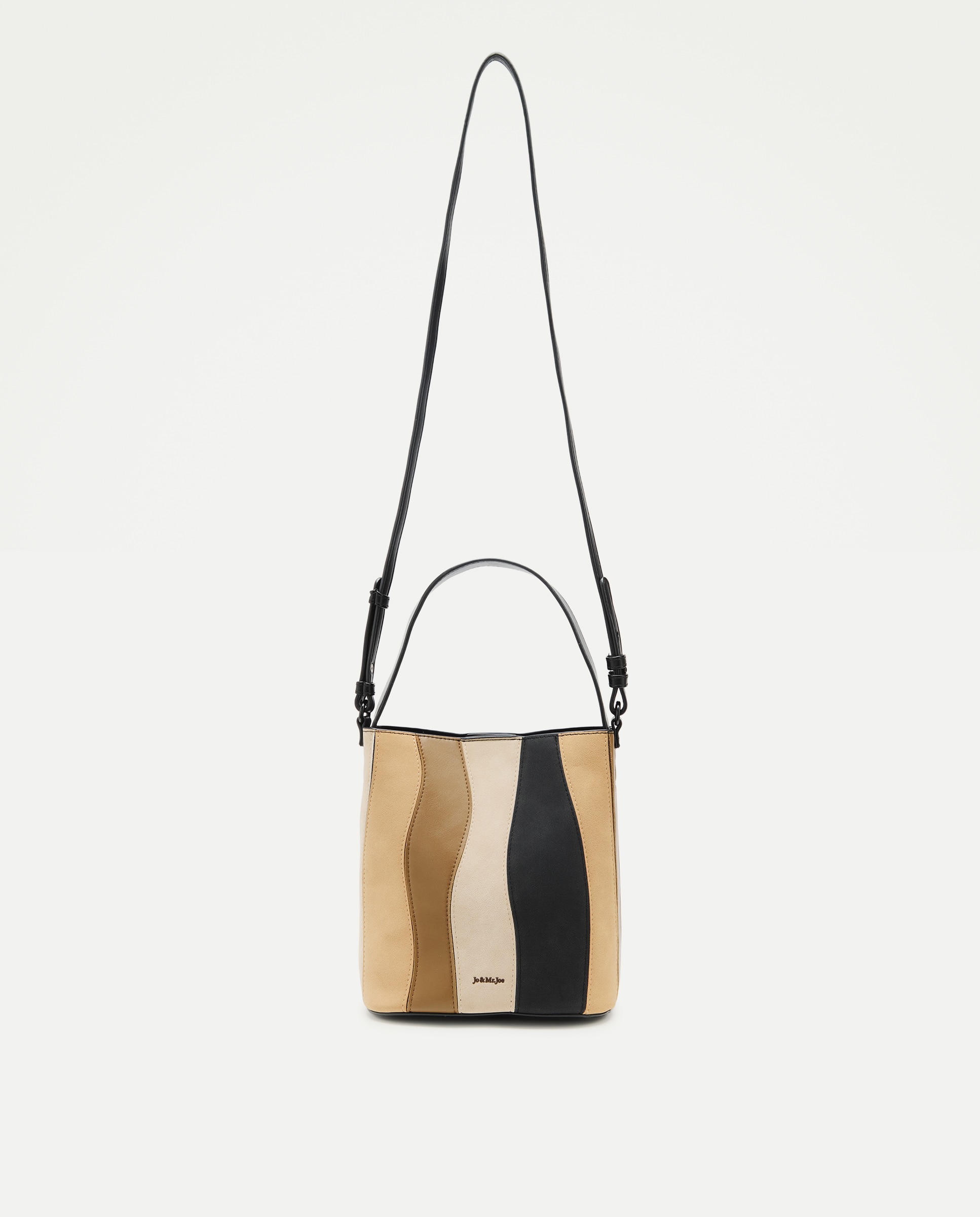 Bolso bandolera con patchwork y materiales combinados - Jo & Mr. Joe - Negro Negro-1