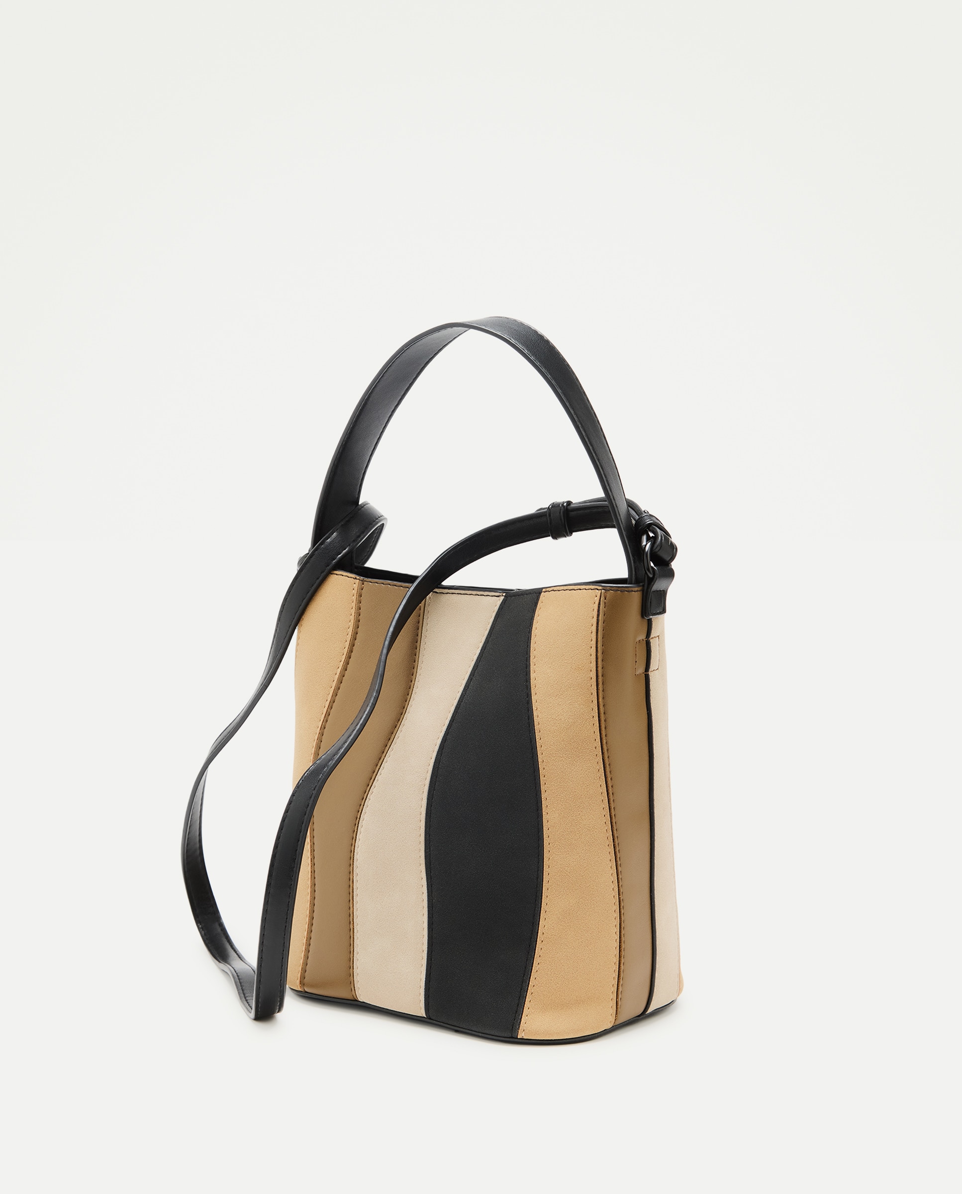 Bolso bandolera con patchwork y materiales combinados - Jo & Mr. Joe - Negro Negro-2