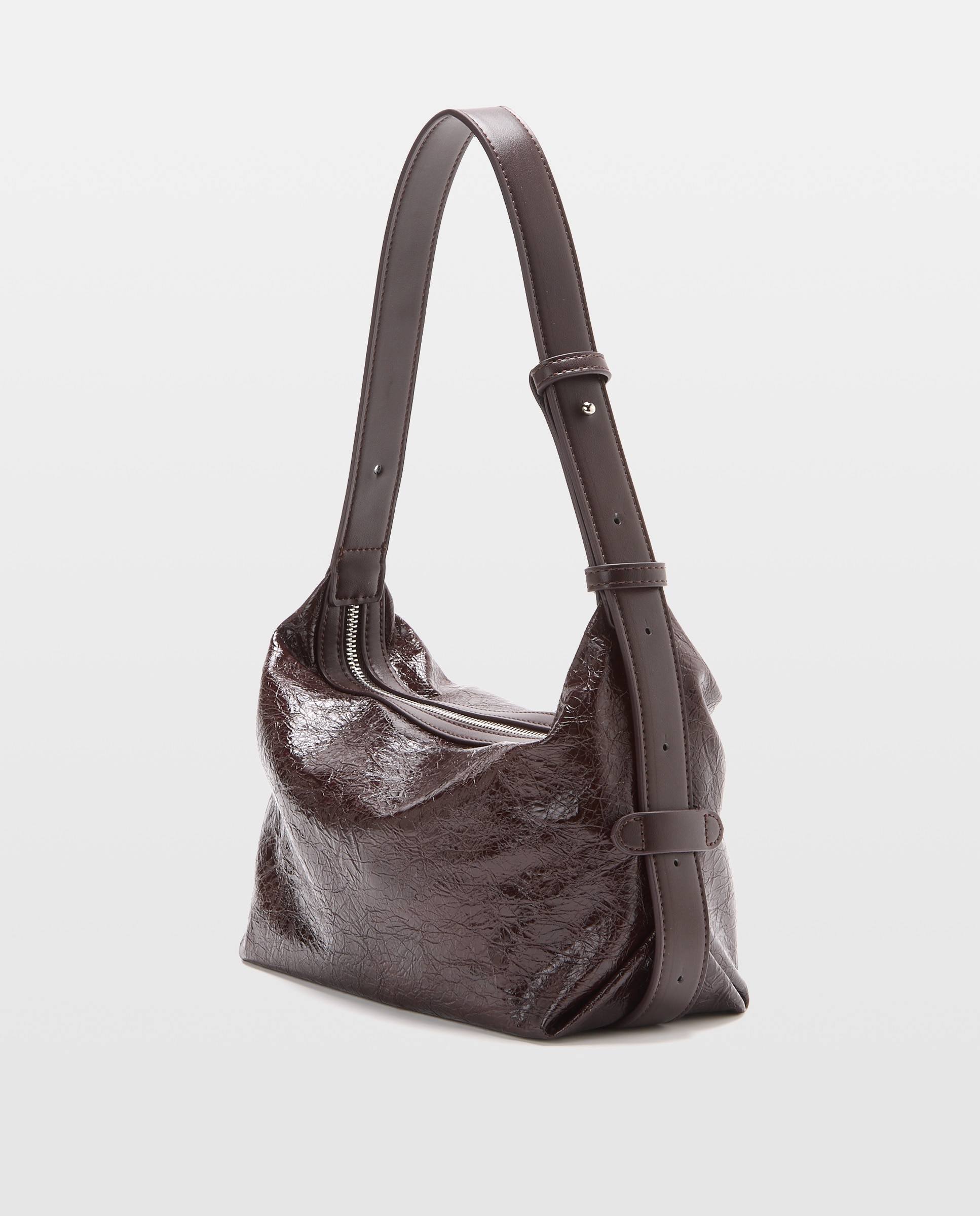 Mala Tipo Crossbody Enrugada Bordeaux-2