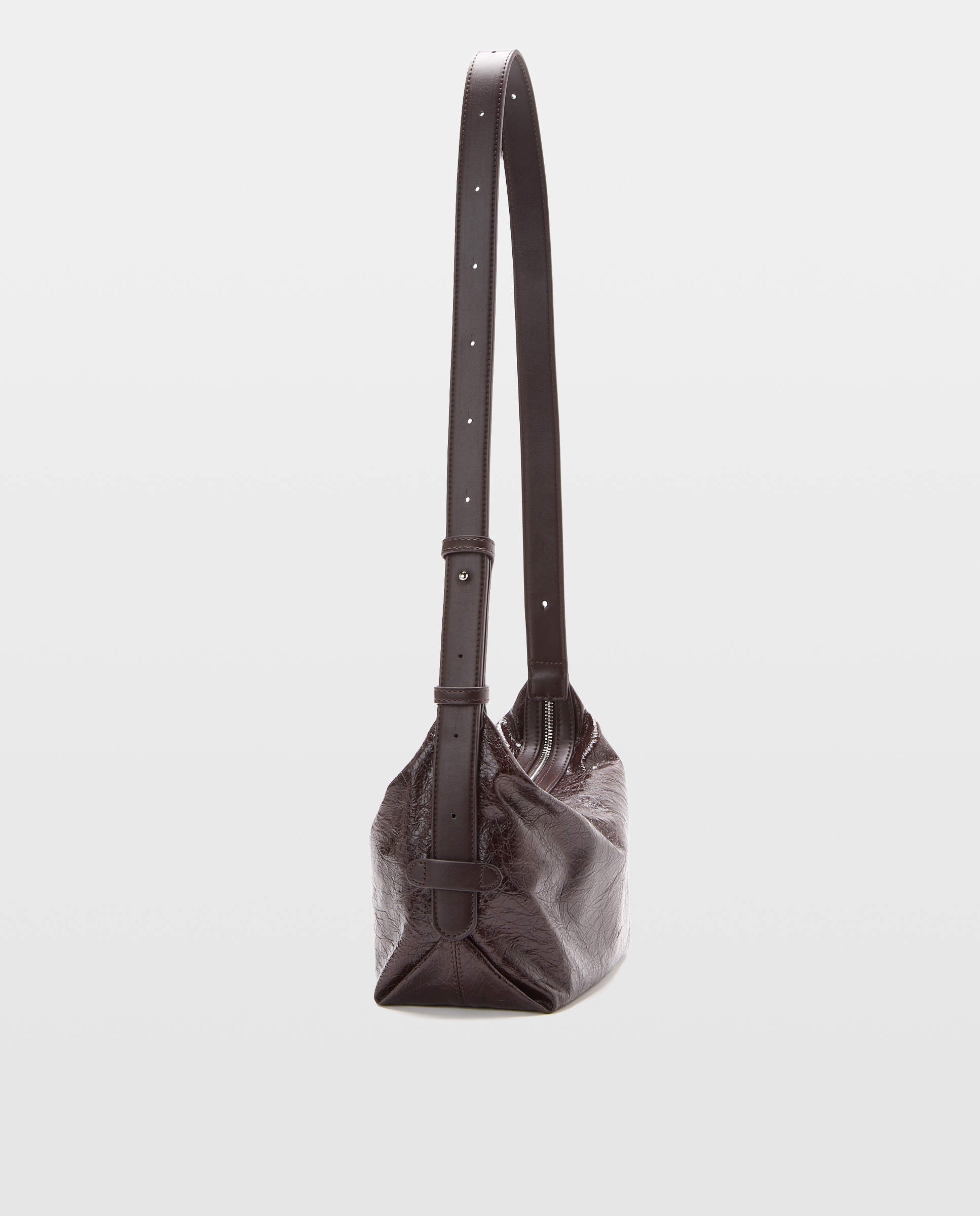 Mala Tipo Crossbody Enrugada Bordeaux-3
