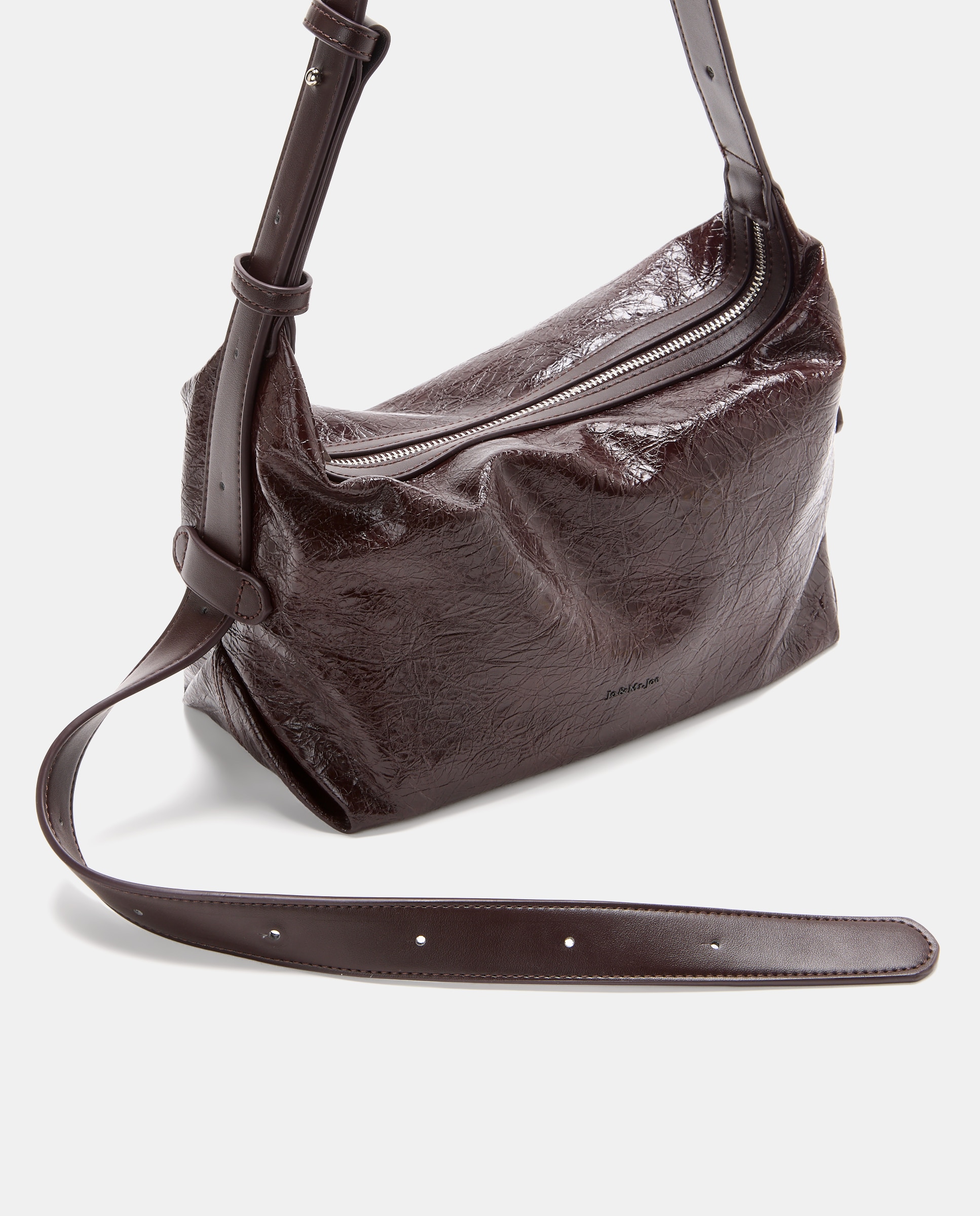 Mala Tipo Crossbody Enrugada Bordeaux-5