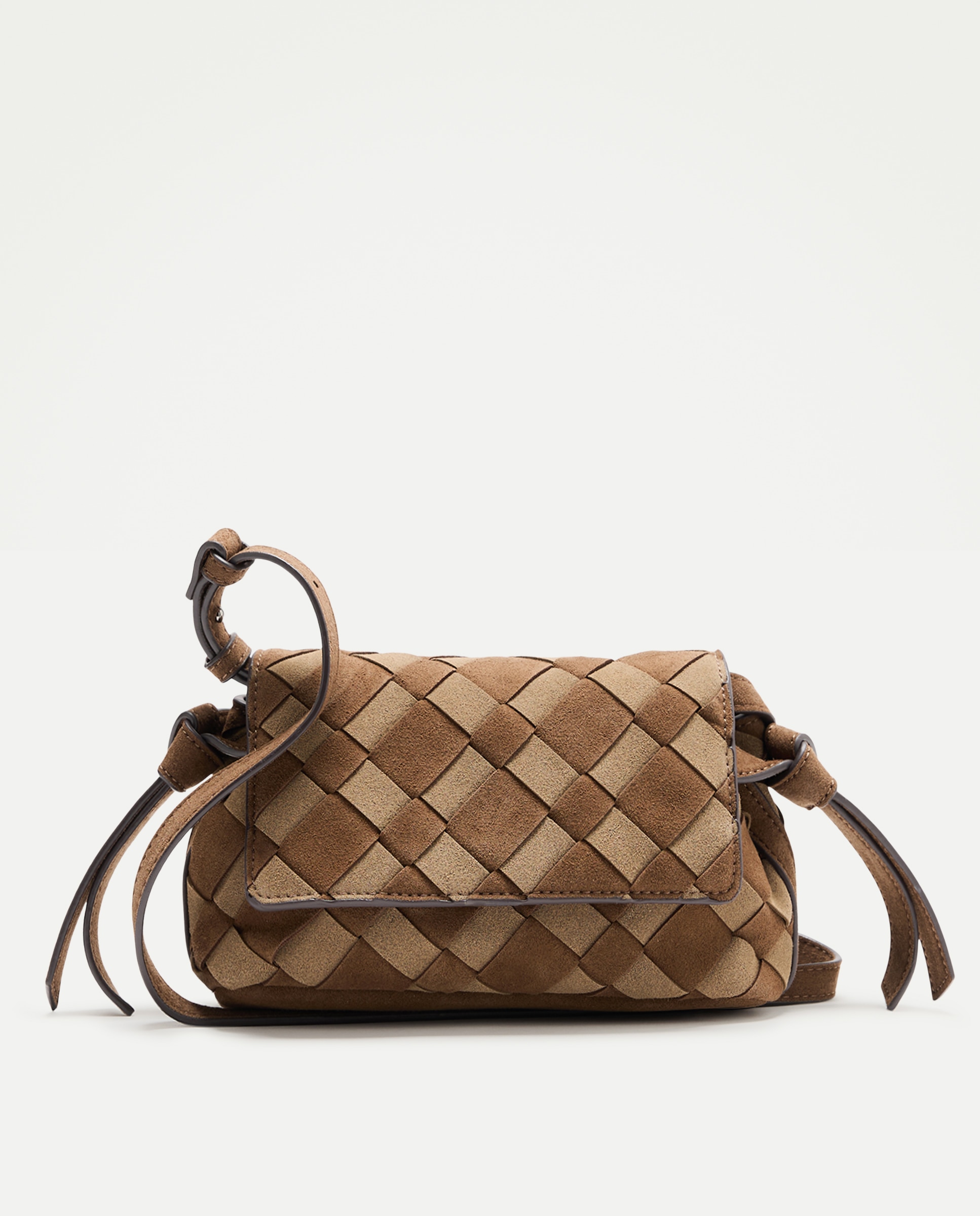Imagen 0 de Bolso crossbody trenzado serraje 580 Musgo