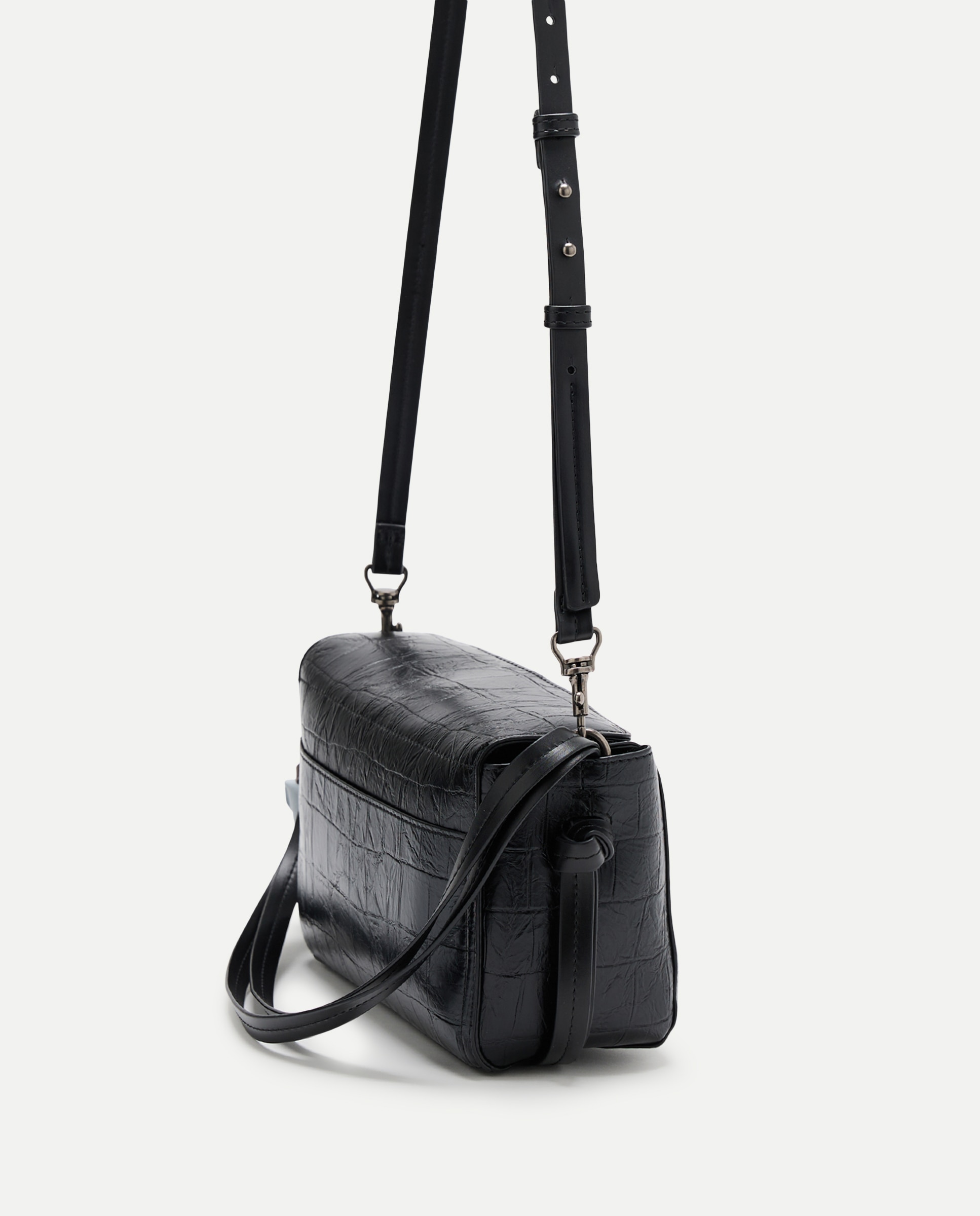 Mala Crossbody Croco Preto-3