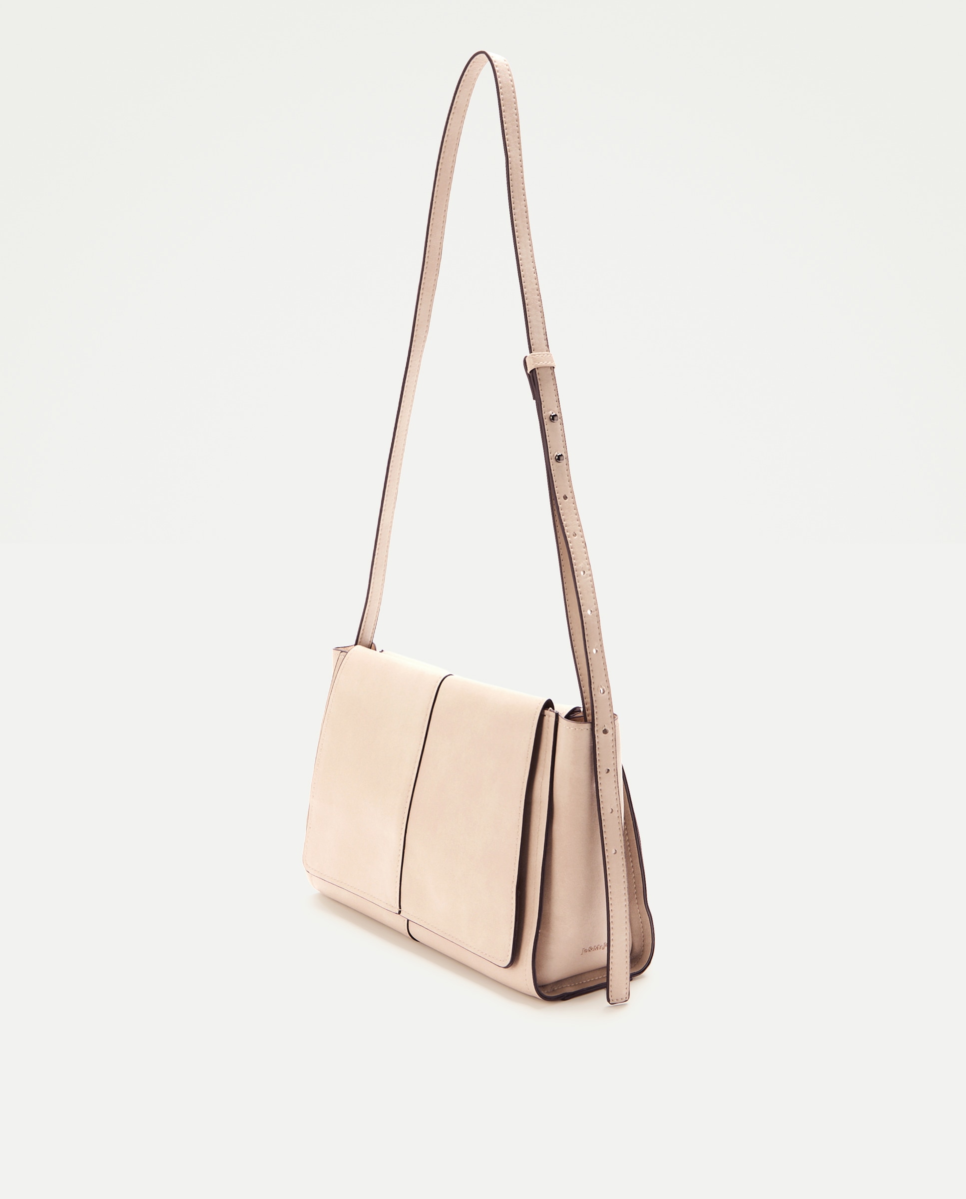 Mala Crossbody com Efeito Enrugado Branco-3