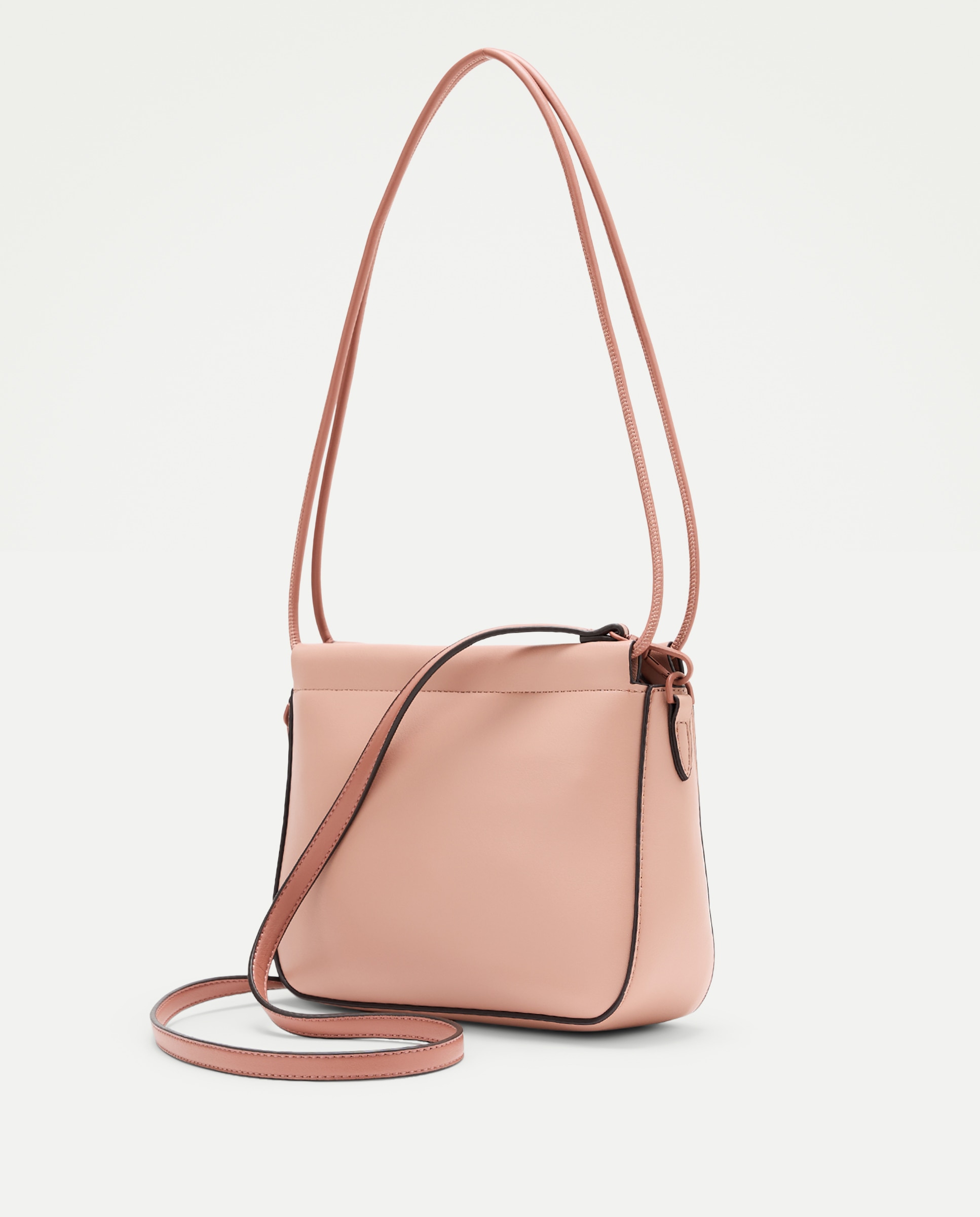 Mala Crossbody com Alça em Contraste Rosa-claro-2