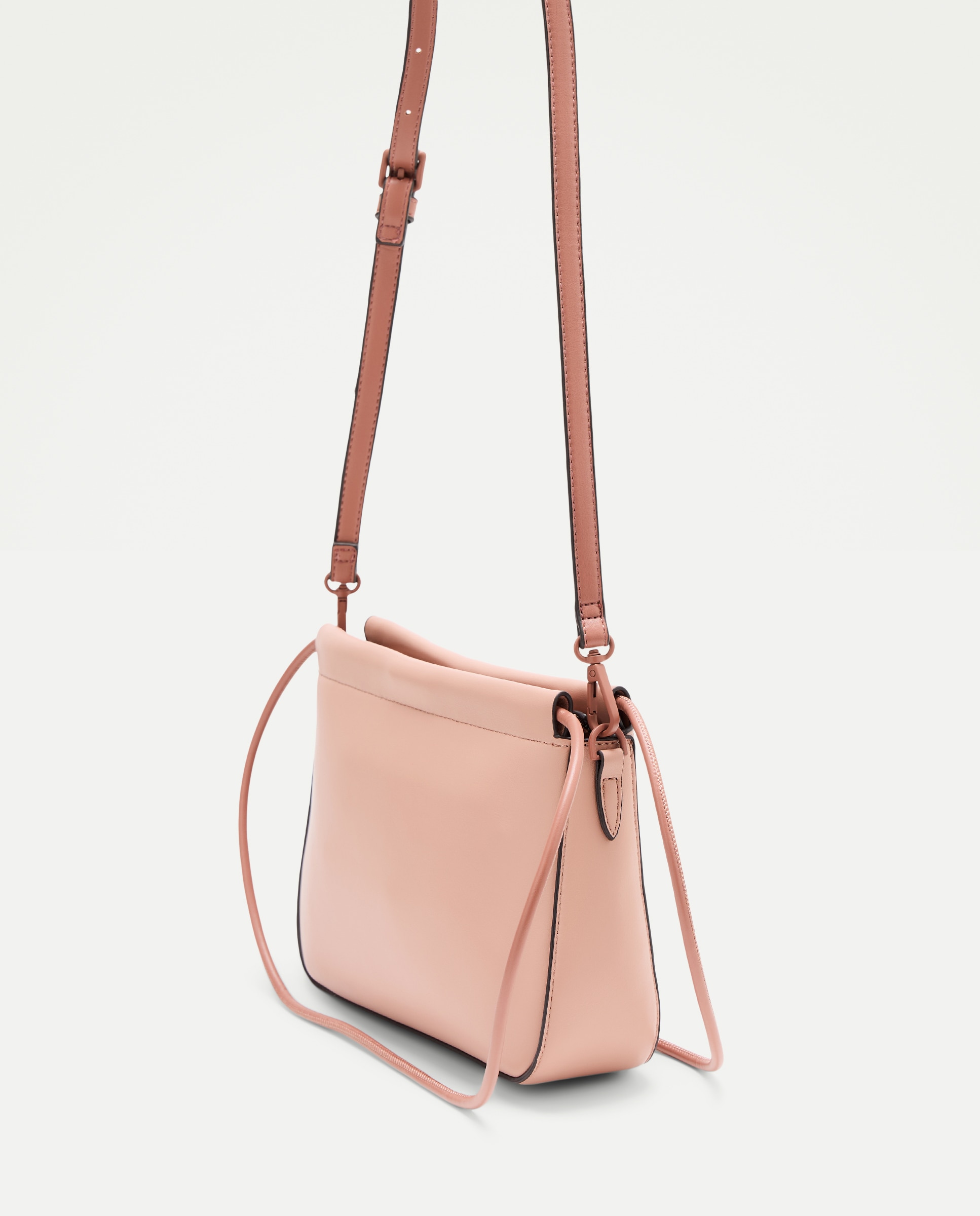 Mala Crossbody com Alça em Contraste Rosa-claro-3