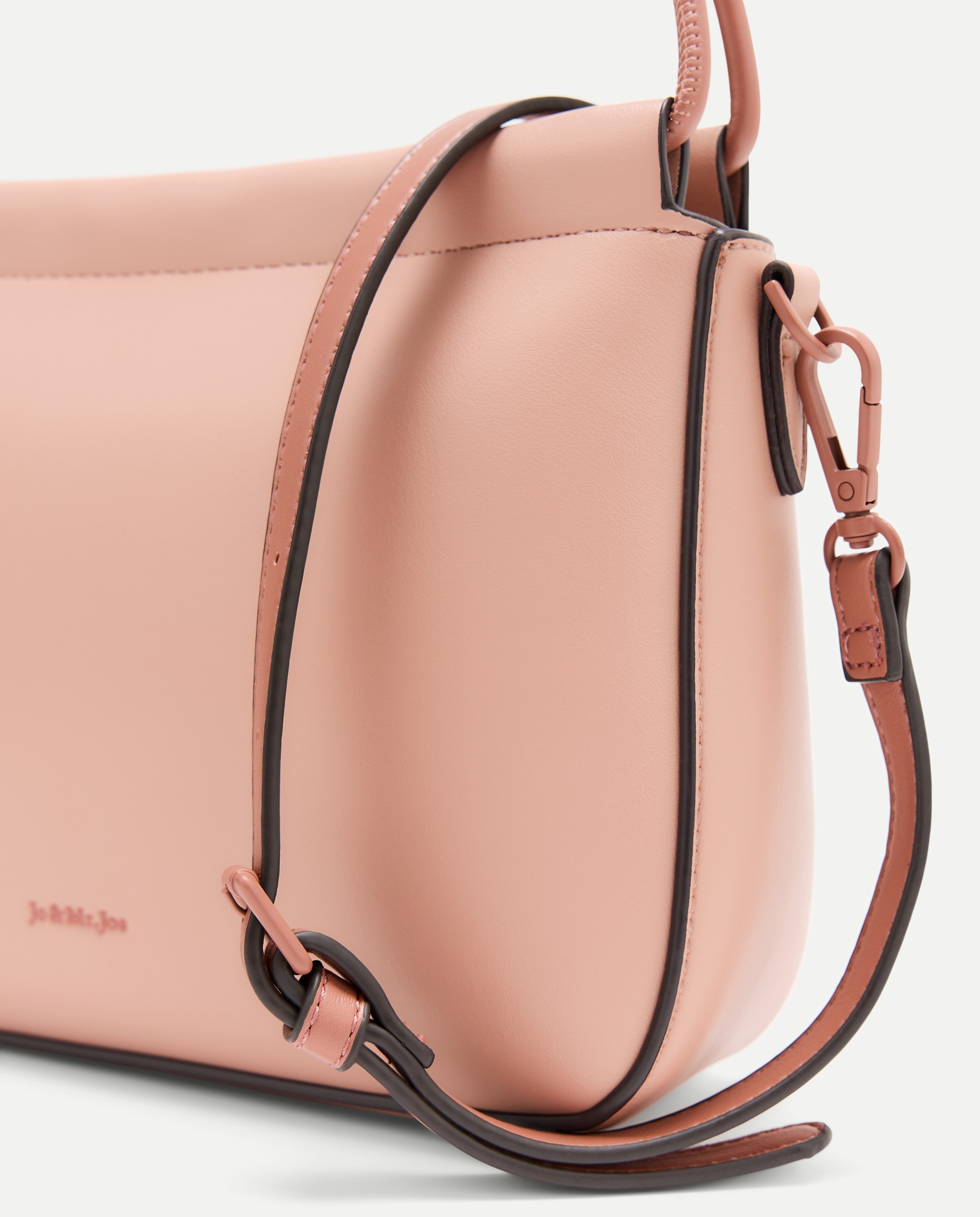 Mala Crossbody com Alça em Contraste Rosa-claro-4