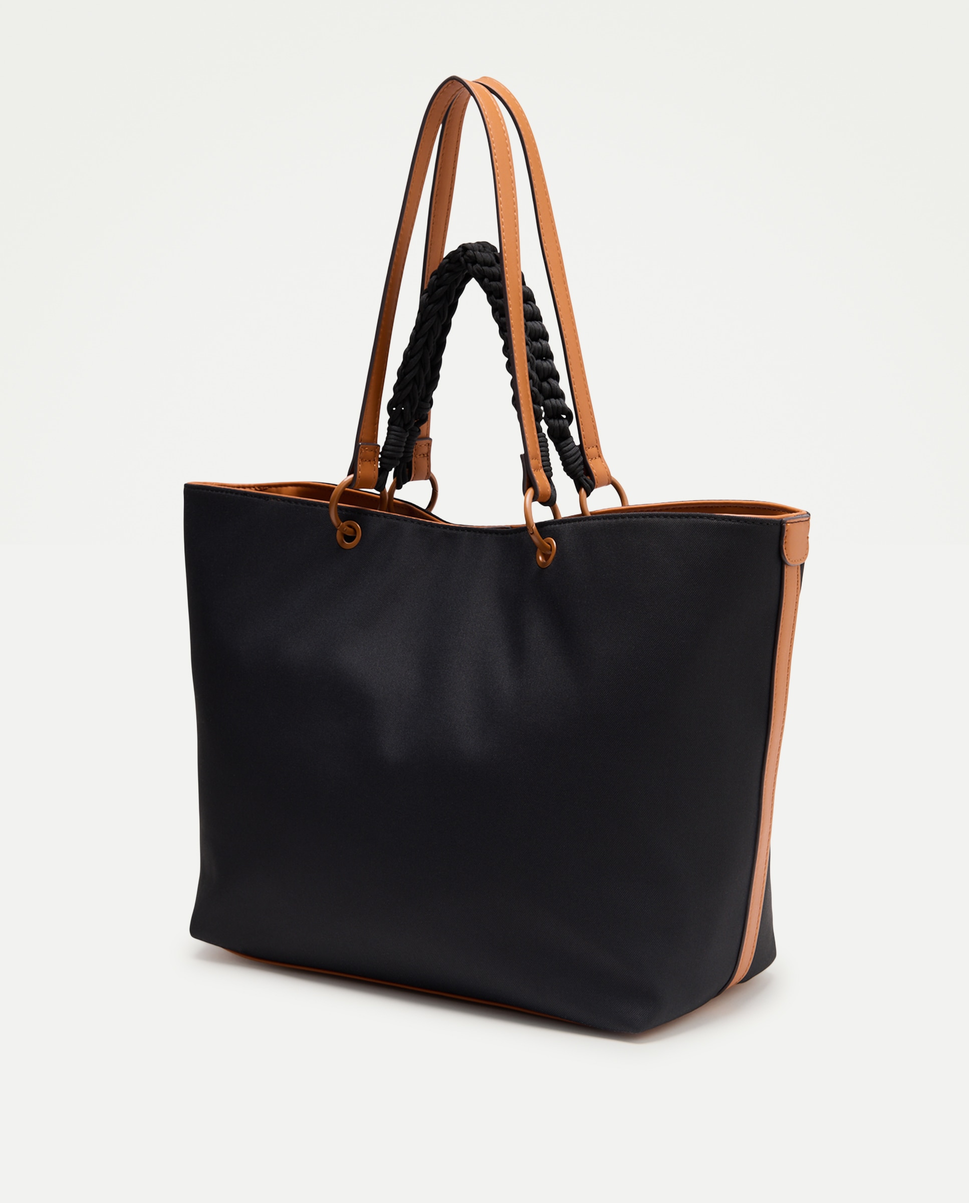 Mala Shopper com Alça Entrançada Preto-2