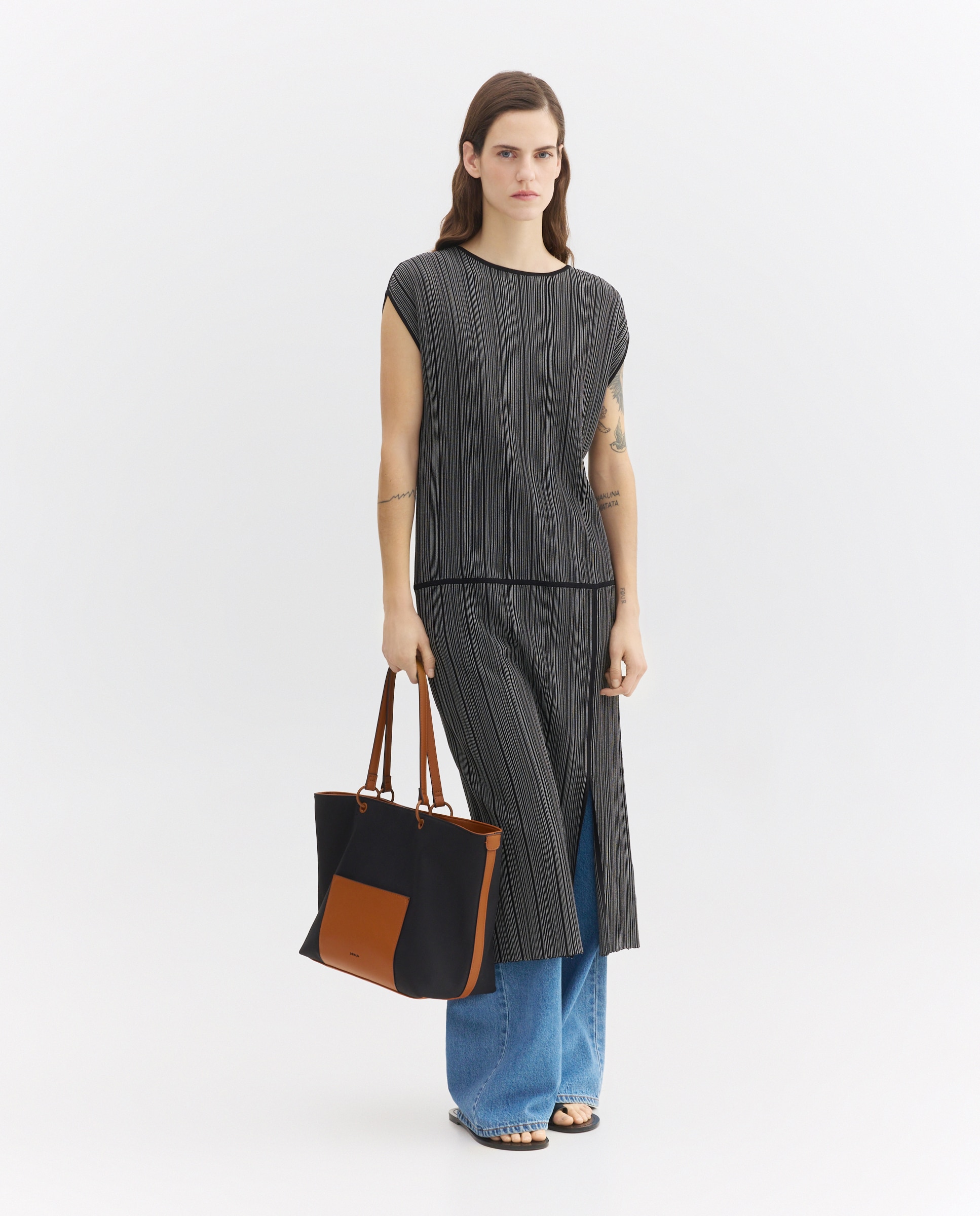 Mala Shopper com Alça Entrançada Preto-6