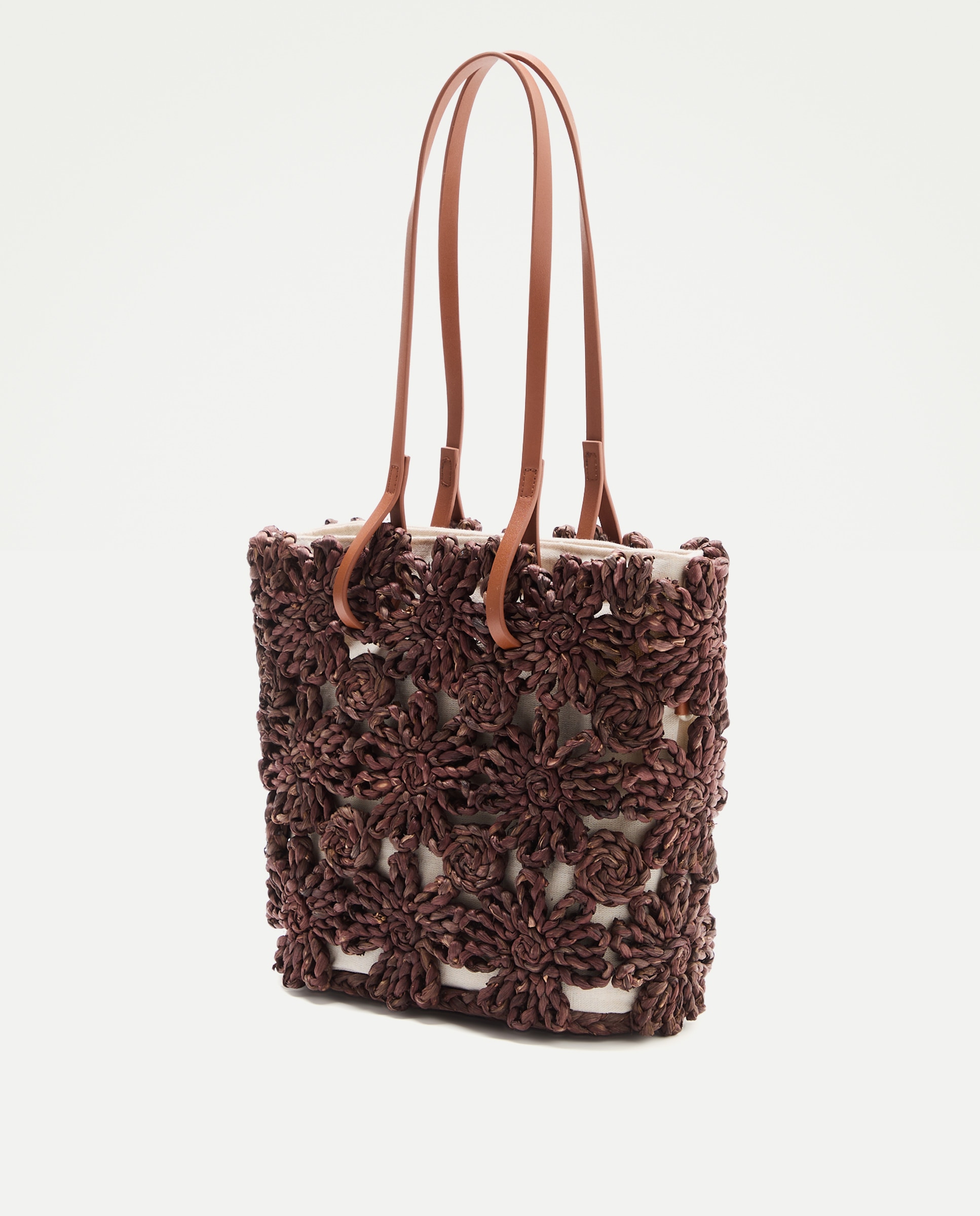 Mala Shopper em Folha de Milho Castanho-2