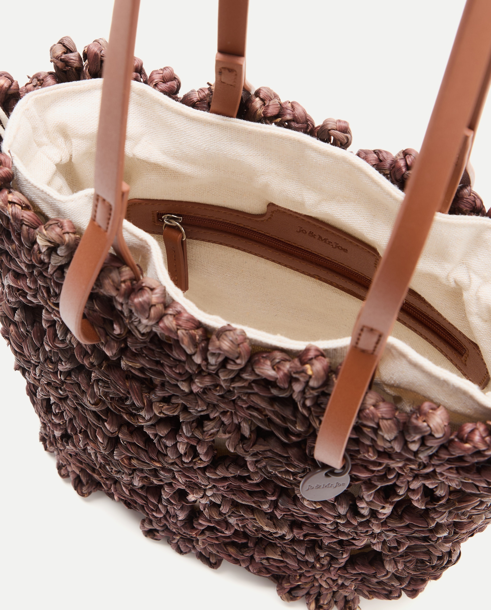 Mala Shopper em Folha de Milho Castanho-3