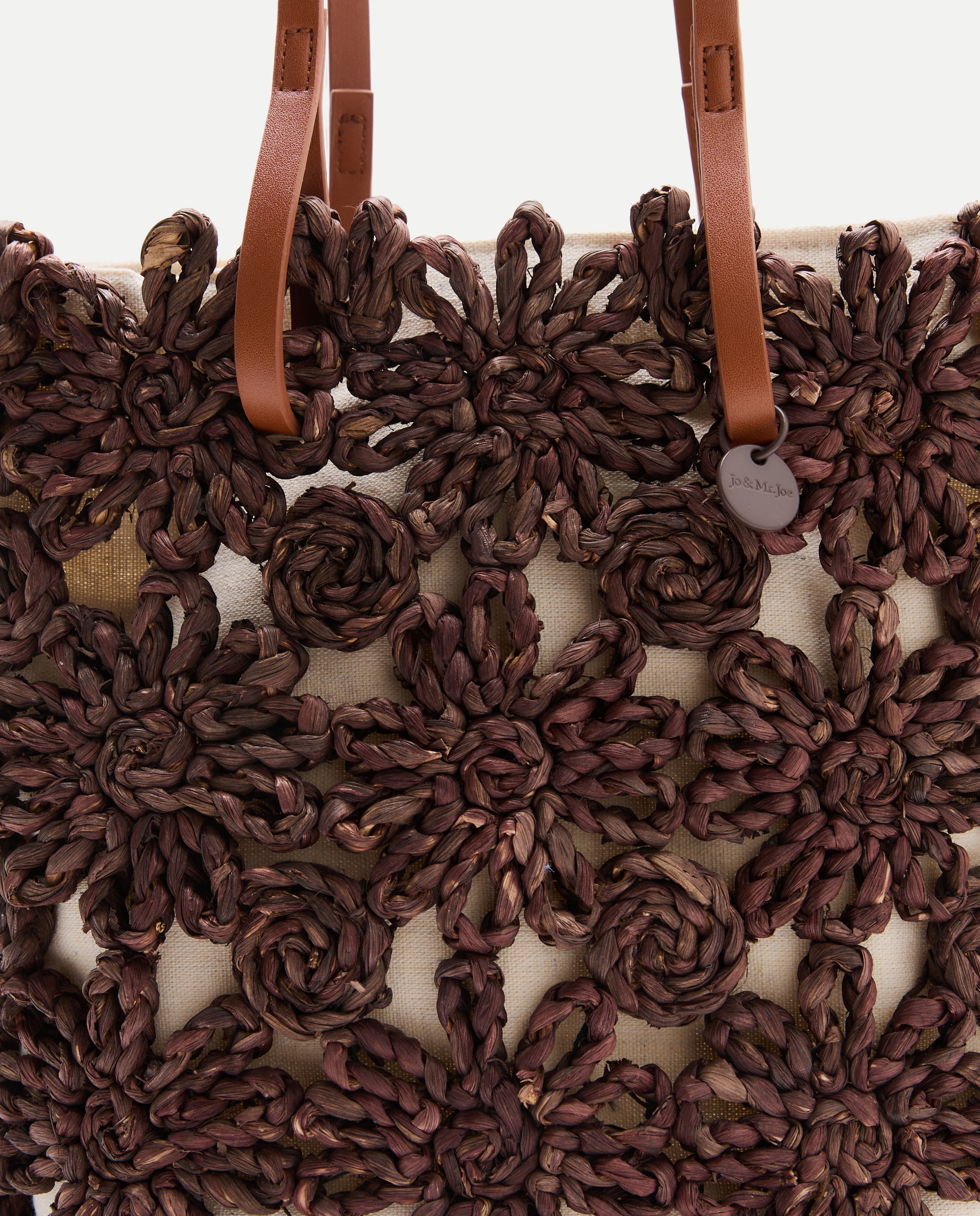 Mala Shopper em Folha de Milho Castanho-4