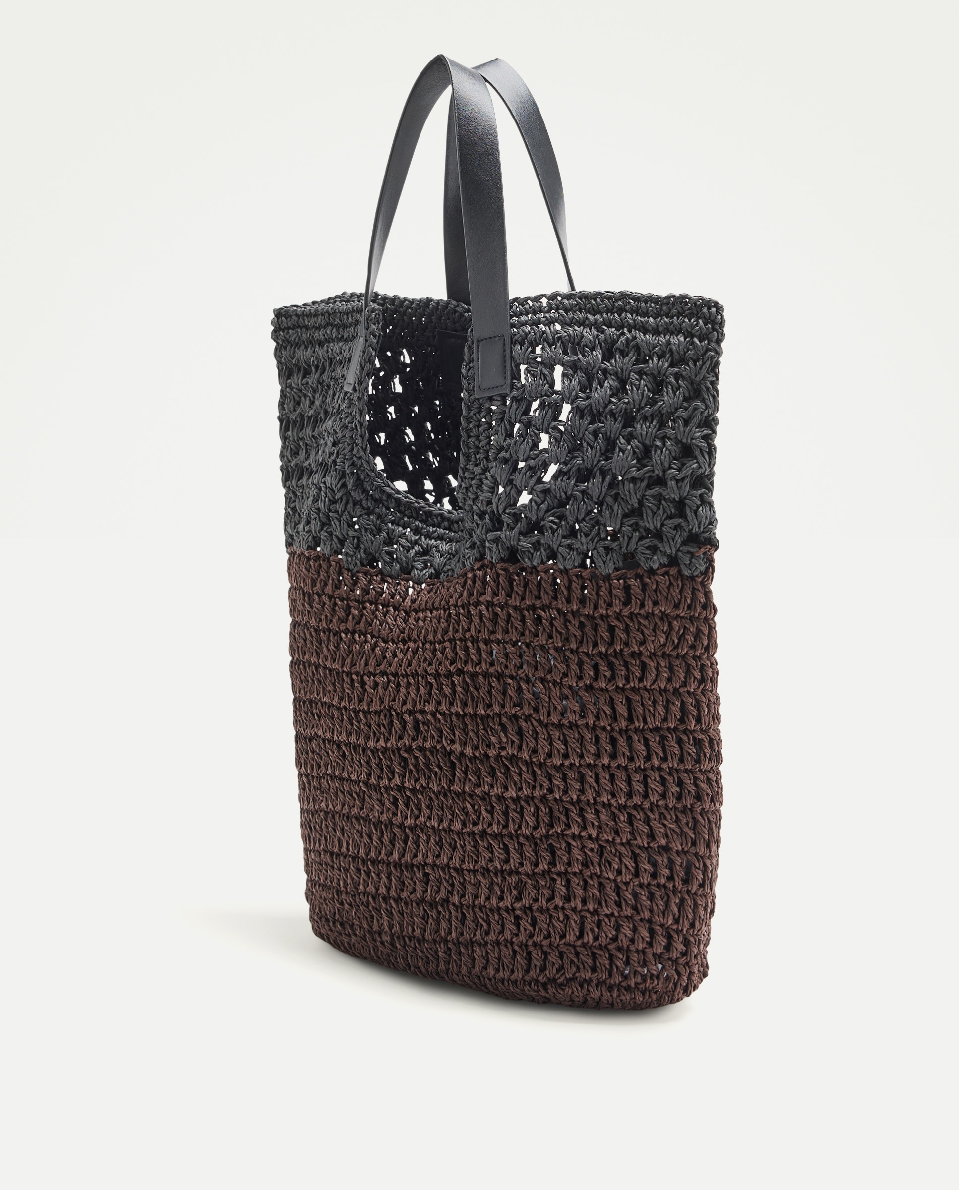 Mala Shopper com Macramé Bicolor Preto-2